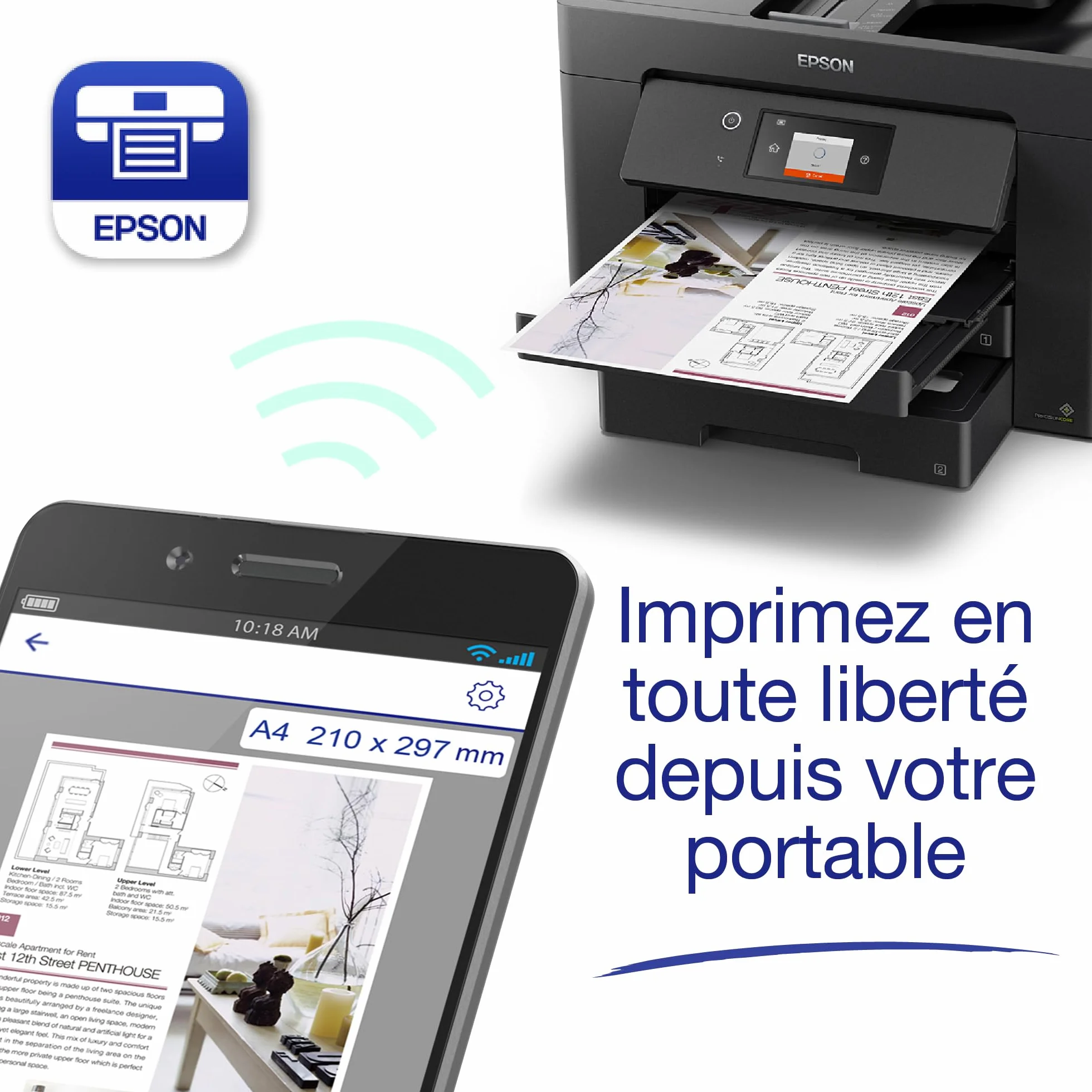 EPSON WorkForce WF-7830DTW Imprimante A3 4-en-1 recto-verso WiFi Direct Ethernet PrecisionCore 25ppm Noir 12ppm Couleur