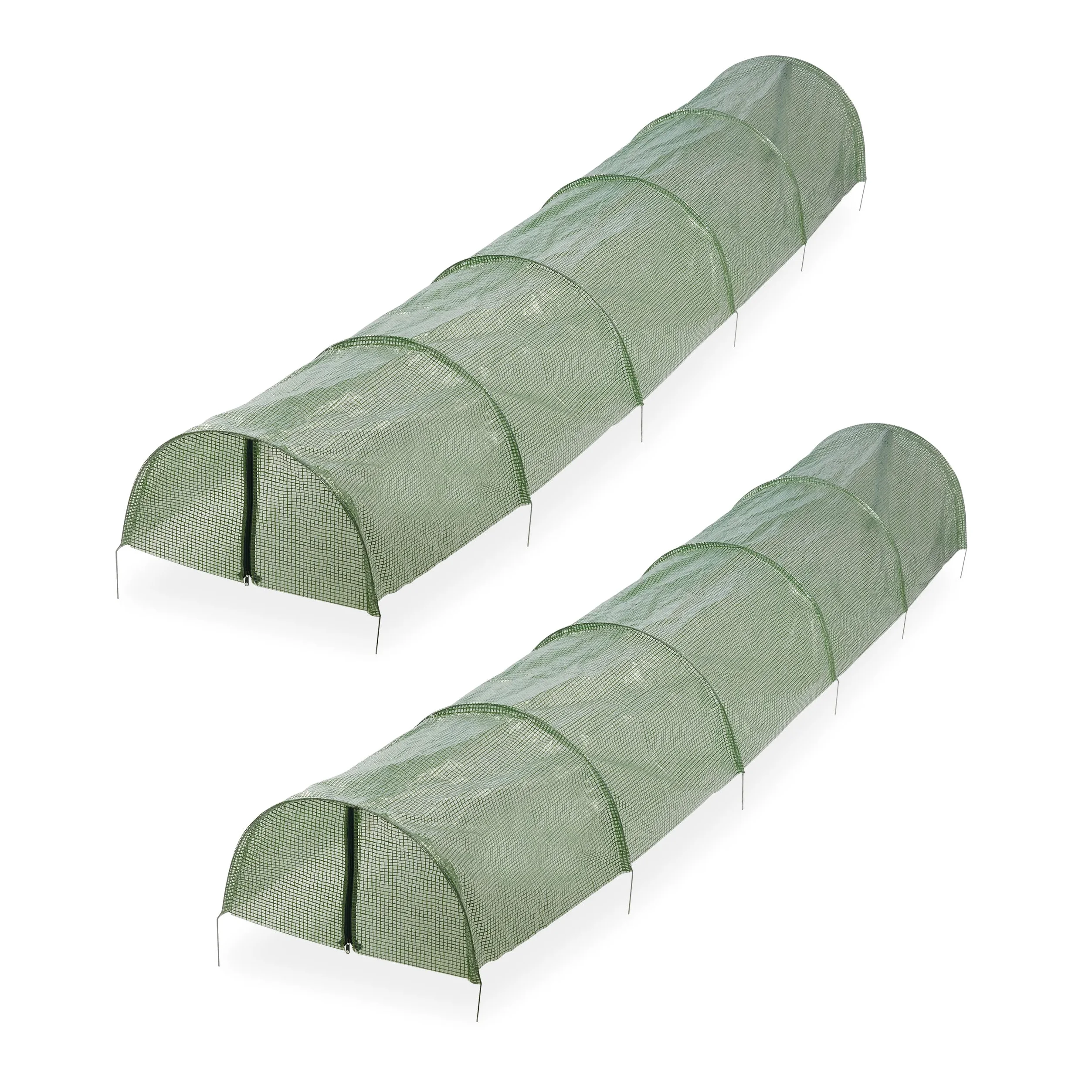 Relaxdays Serre, Lot de 2, 2,9 m de Long, en polyéthylène avec Fermeture éclair, Tunnel de Culture, Plantes, Vert