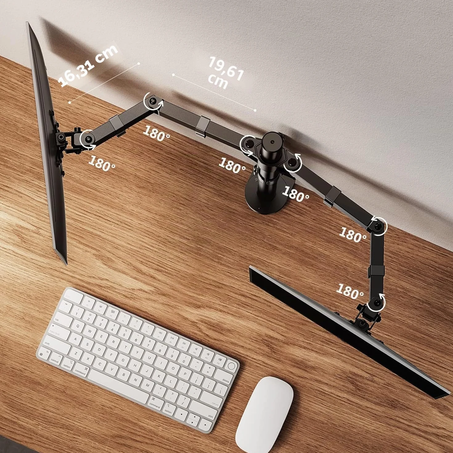 ErGear Support Ecran PC 2 Ecran pour Moniteurs 13-32 Pouces Bras Réglable Hauteur Rotatif Pivotant Inclinaison ±45° Charge 8kg VESA 75/100