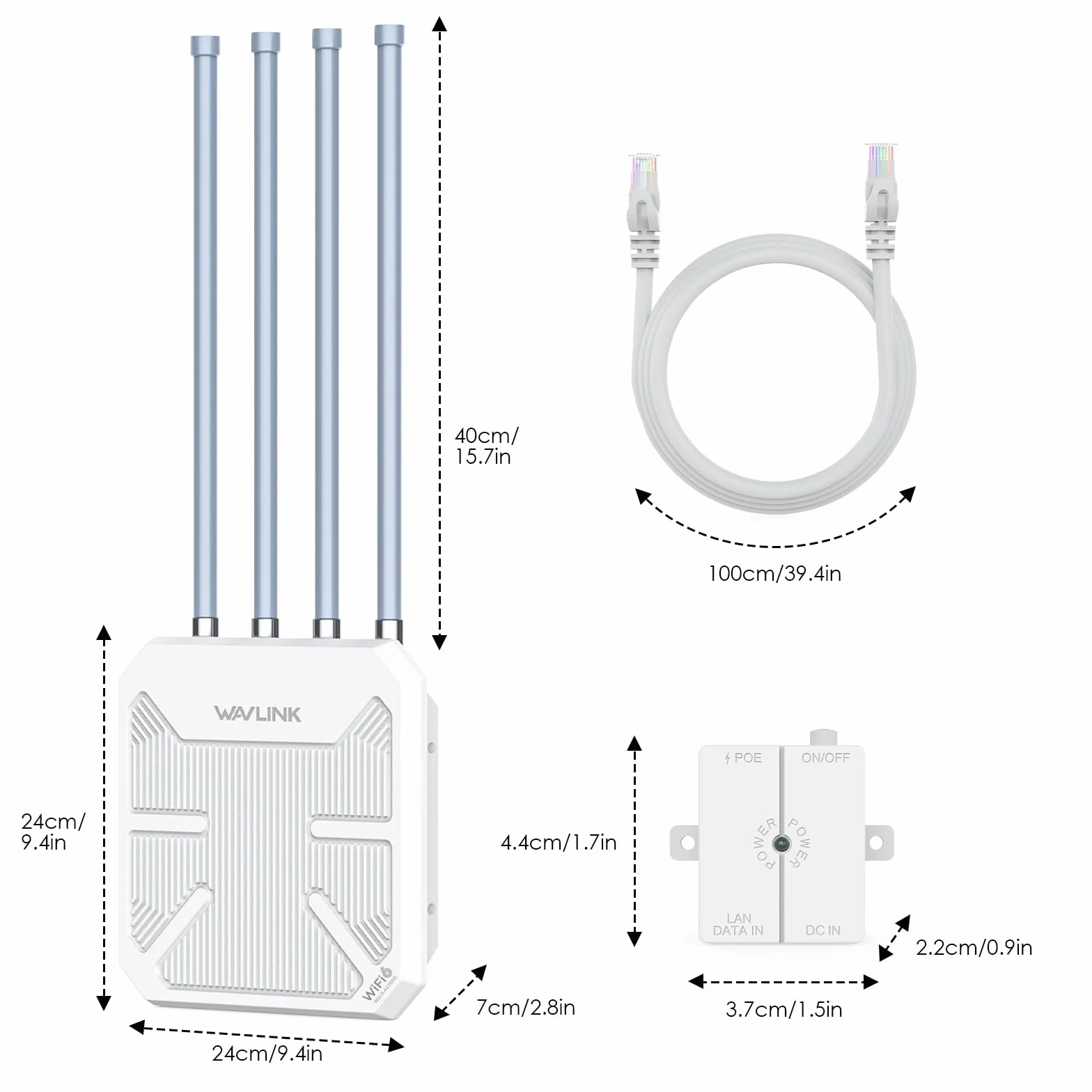 Répéteur WiFi 6 Mesh Extérieur Longue Portée AX3000 WN573HX3 Bi-Bande Gigabit Point d'Accès PoE IP67