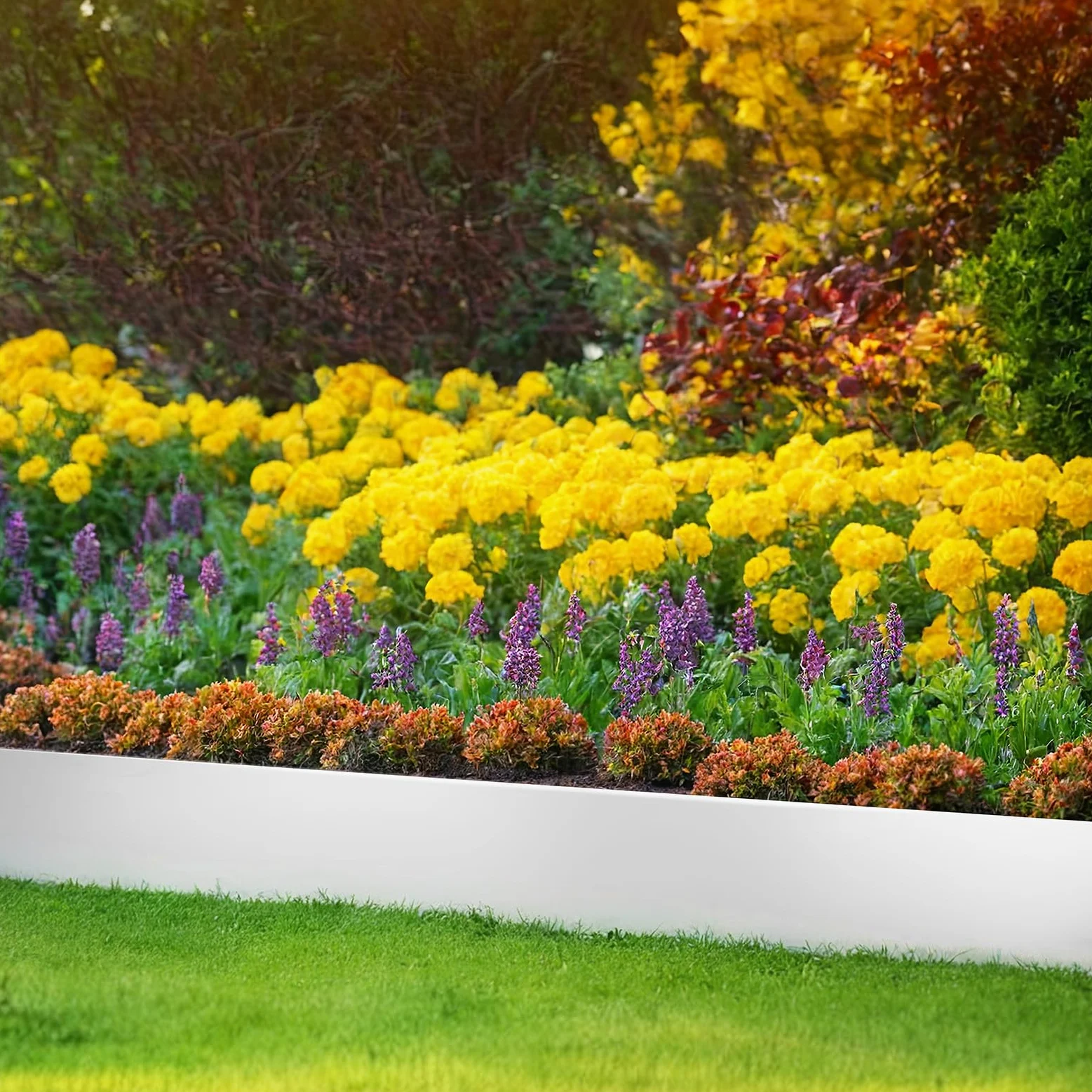 Bordure de pelouse en métal - 10 m - En acier Corten - Hauteur : 15 cm - Galvanisé - Flexible - Bordure de parterre - Décoration de jardin - Bricolage - Bordure de pelouse