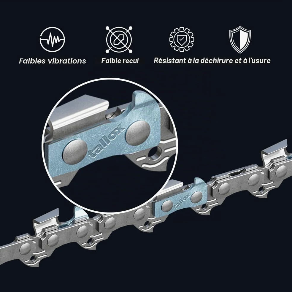tallox 3 chaînes de tronçonneuses et 1 Guide-chaînes 3/8" 1,3 mm 56 maillons Longueur de Guide-chaîne 40 cm Compatible avec Oregon Dollmar Einhell Makita Black & Decker et Autres