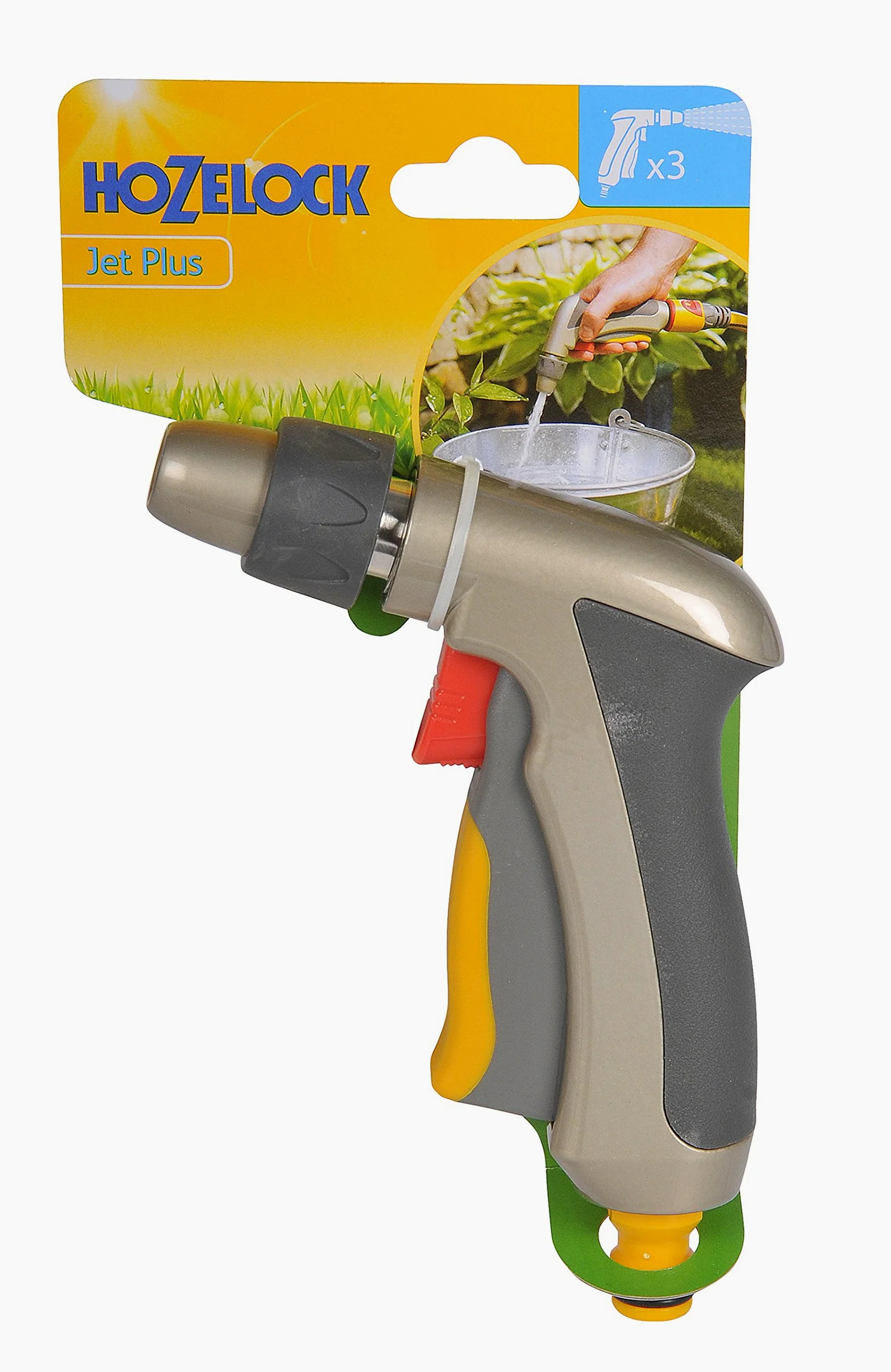 HOZELOCK - Pistolet d'Arrosage Jet Droit Plus : Pistolet de Nettoyage Métal, Ergonomique et Extrêmement Compact pour un Confort d'Utilisation Optimal, Vérouillable, 2 Jets [2690 6001]