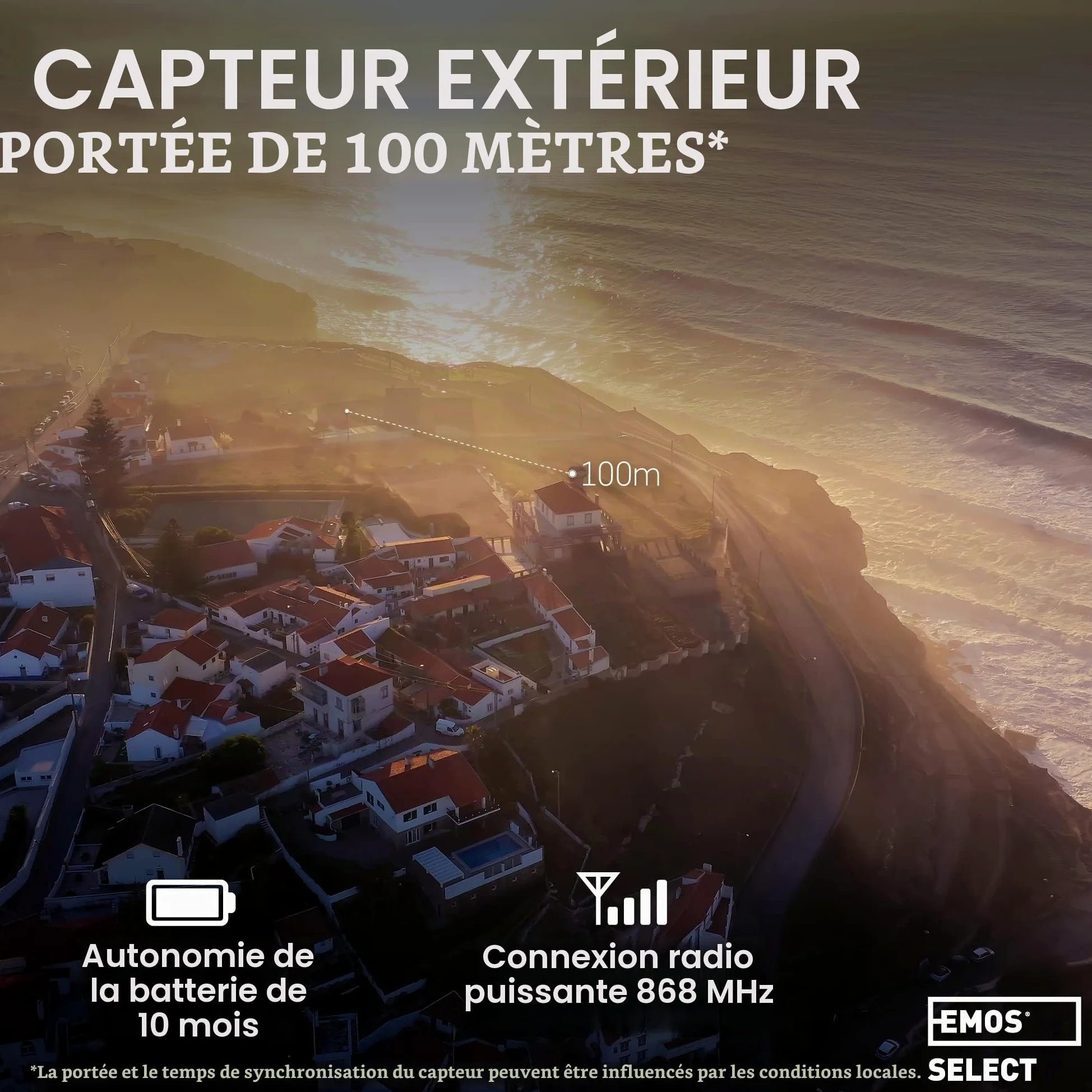 EMOS - Station Météo Intérieur Extérieur sans Fil avec Pluviomètre et Anémomètre - Date & Heure, Température, Humidité, Pression de l'Air, Indice de Chaleur & de Confort - Prévision 12-24h