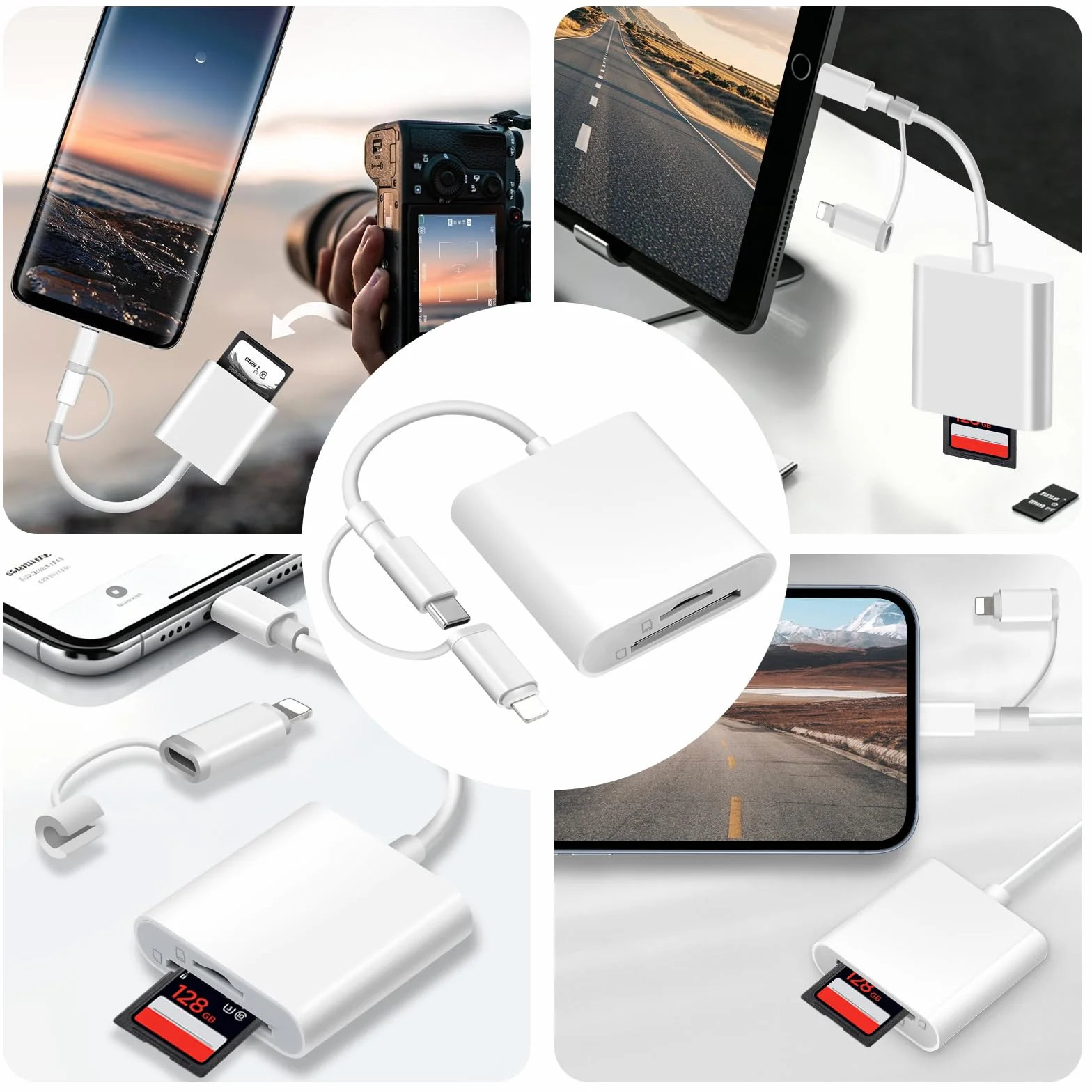 Lecteur de Carte SD Certifié Apple MFi USB-C & Lightning pour iPhone iPad Galaxy