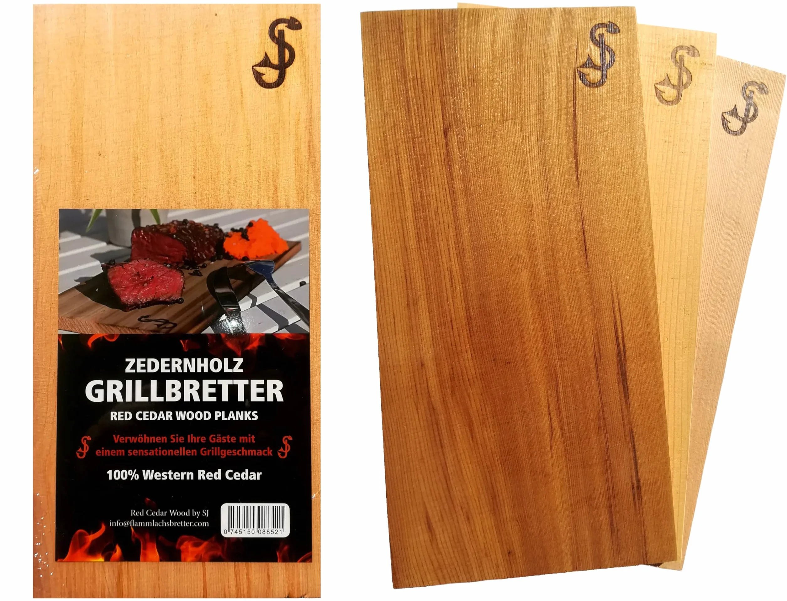 Planches à fumer en cèdre Rouge SJ, ensemble de 3 planches à griller 100% naturel