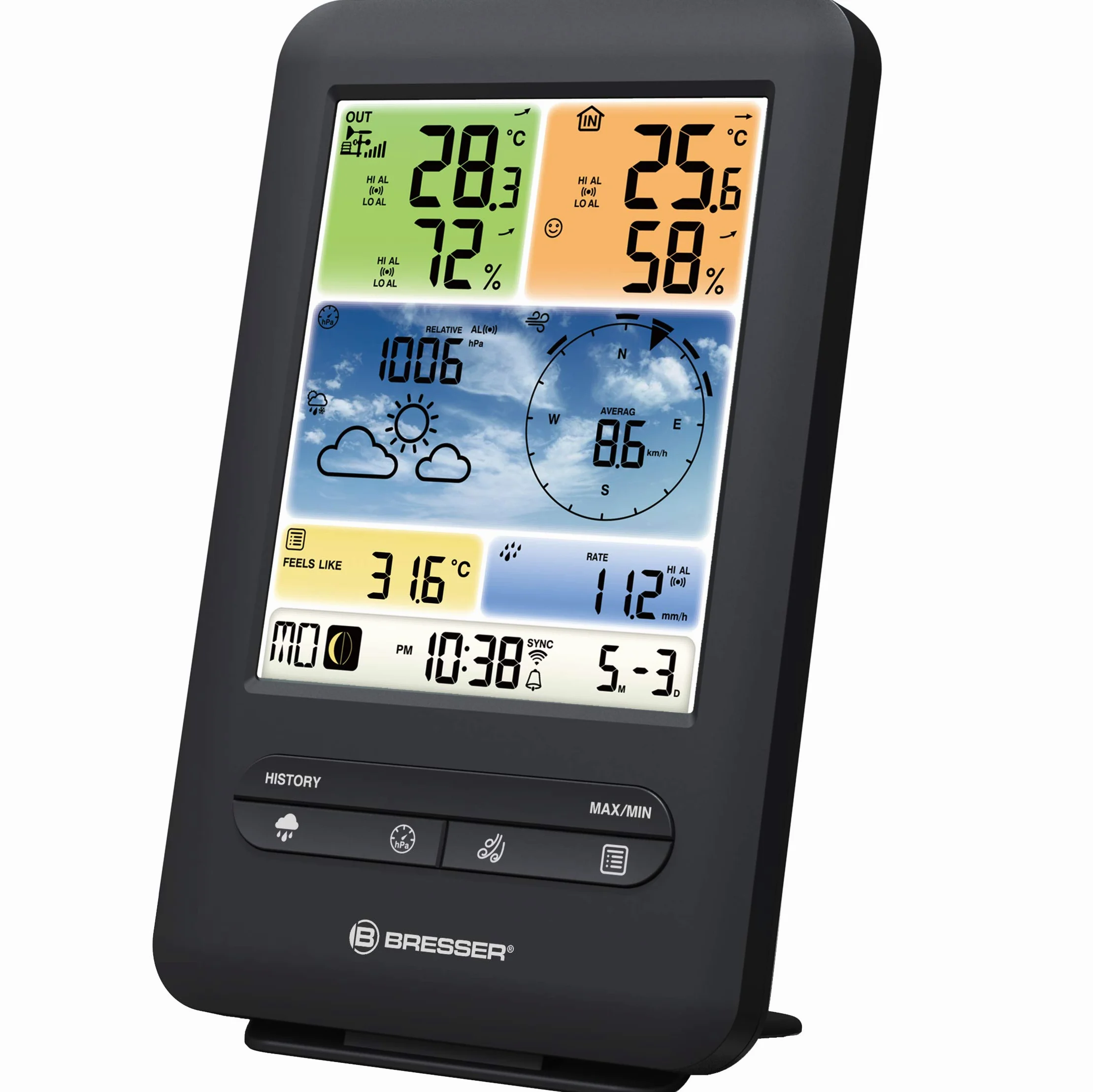 BRESSER Station météo Pro WiFi avec capteur extérieur 7002585 Noir | Bresser V Station météo sans fil professionnelle Wifi 5 en 1