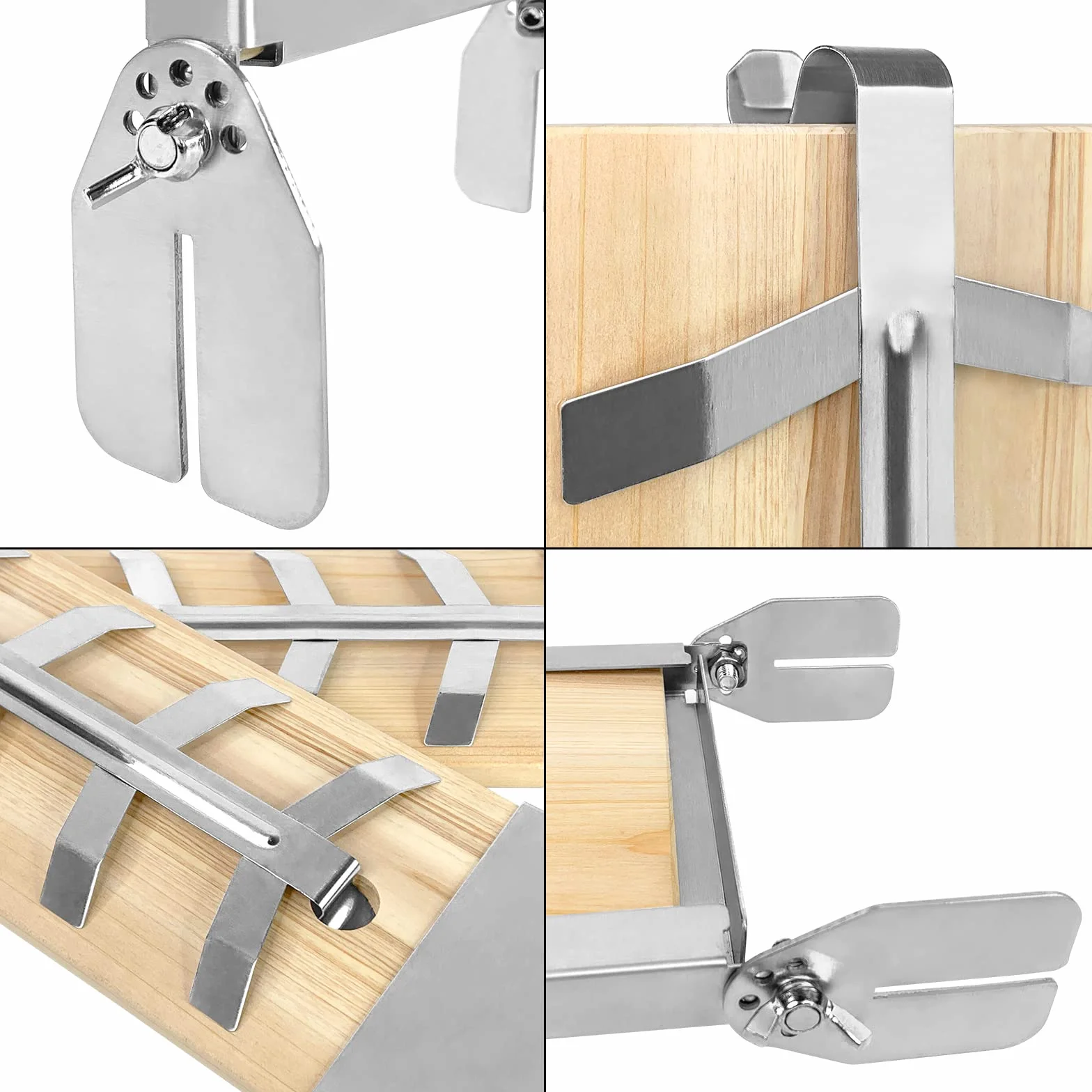 4X Planche à Saumon Flammé en Hêtre avec Support pour Griller Planche en Bois de Cèdre 5 Niveaux réglable pour Brasero, Grill