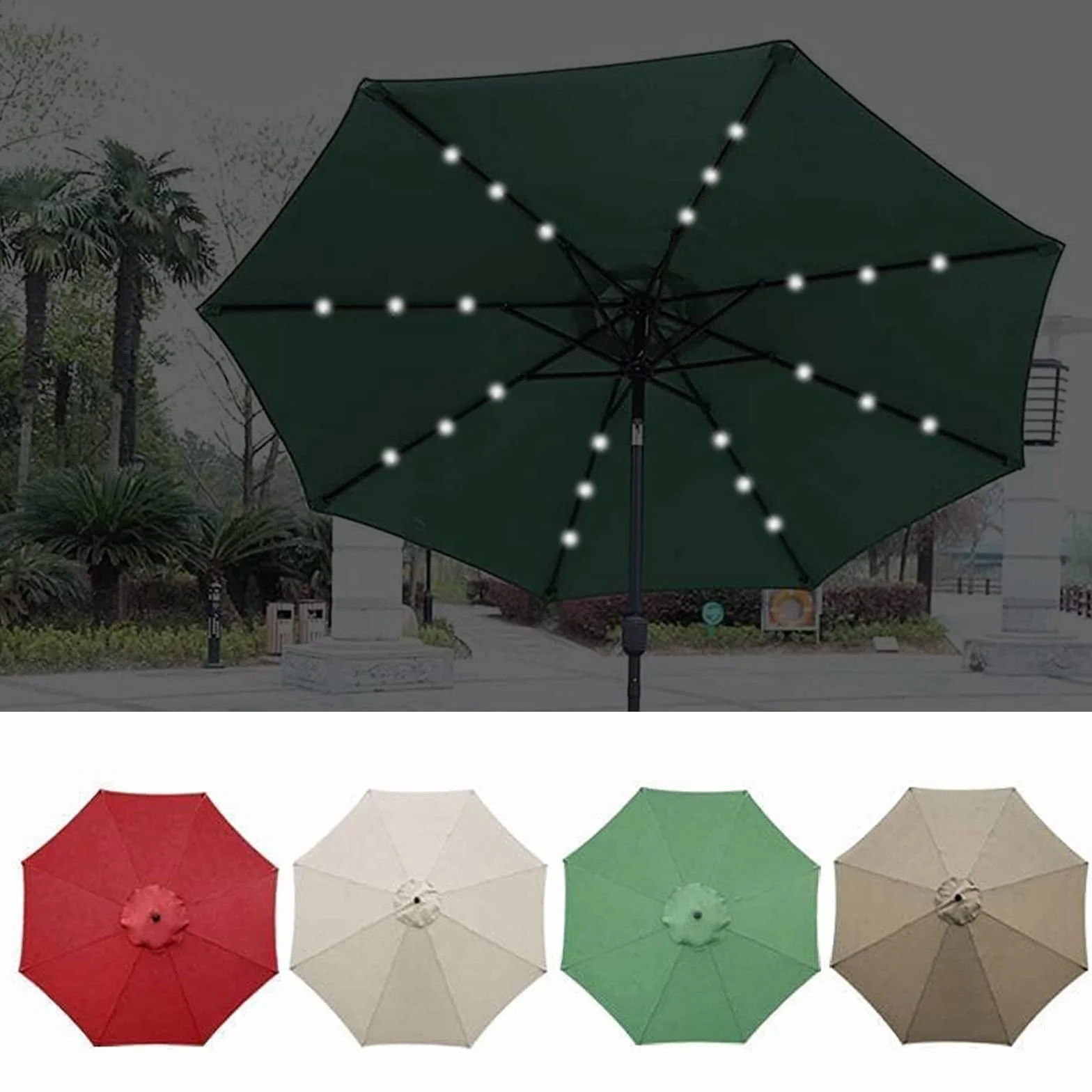 Housse de protection parasol de terrasse en polyester pour jardin extérieur