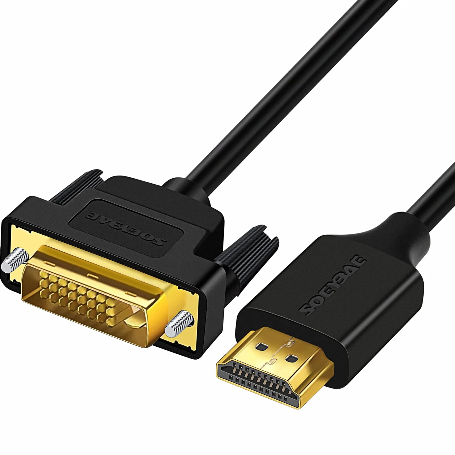 SOEYBAE Câble HDMI vers DVI 2m Adaptateur 2.0 DVI D vers HDMI Bi-directionnel 1080p Full HD Noir