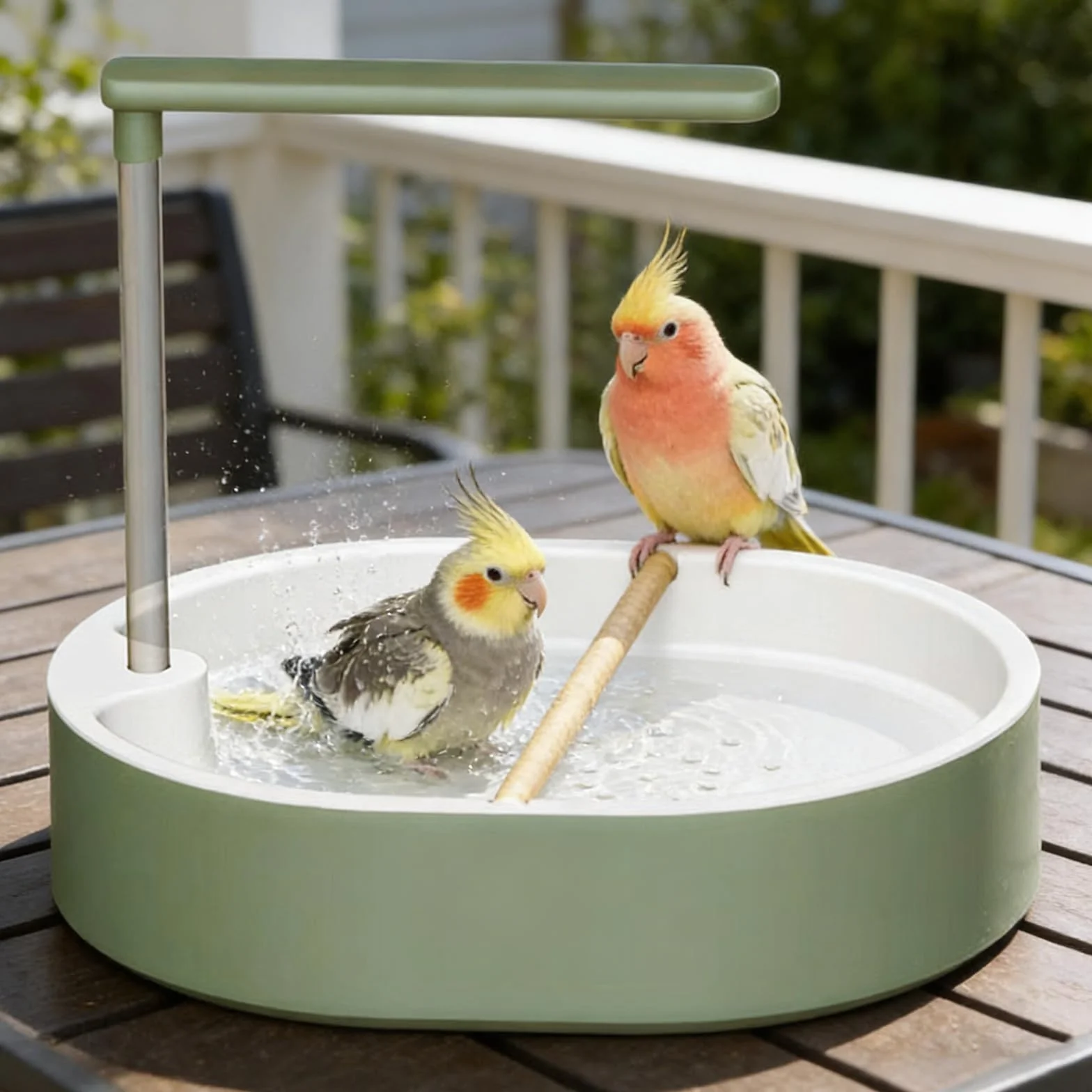 Bain de volière Universel pour Oiseaux : Fontaine de Douche Automatique pour perruches, Grand Bain pour Perroquet, Baignoire à Eau circulante pour perruches, Conures, cacatoès et Diamants de Gould