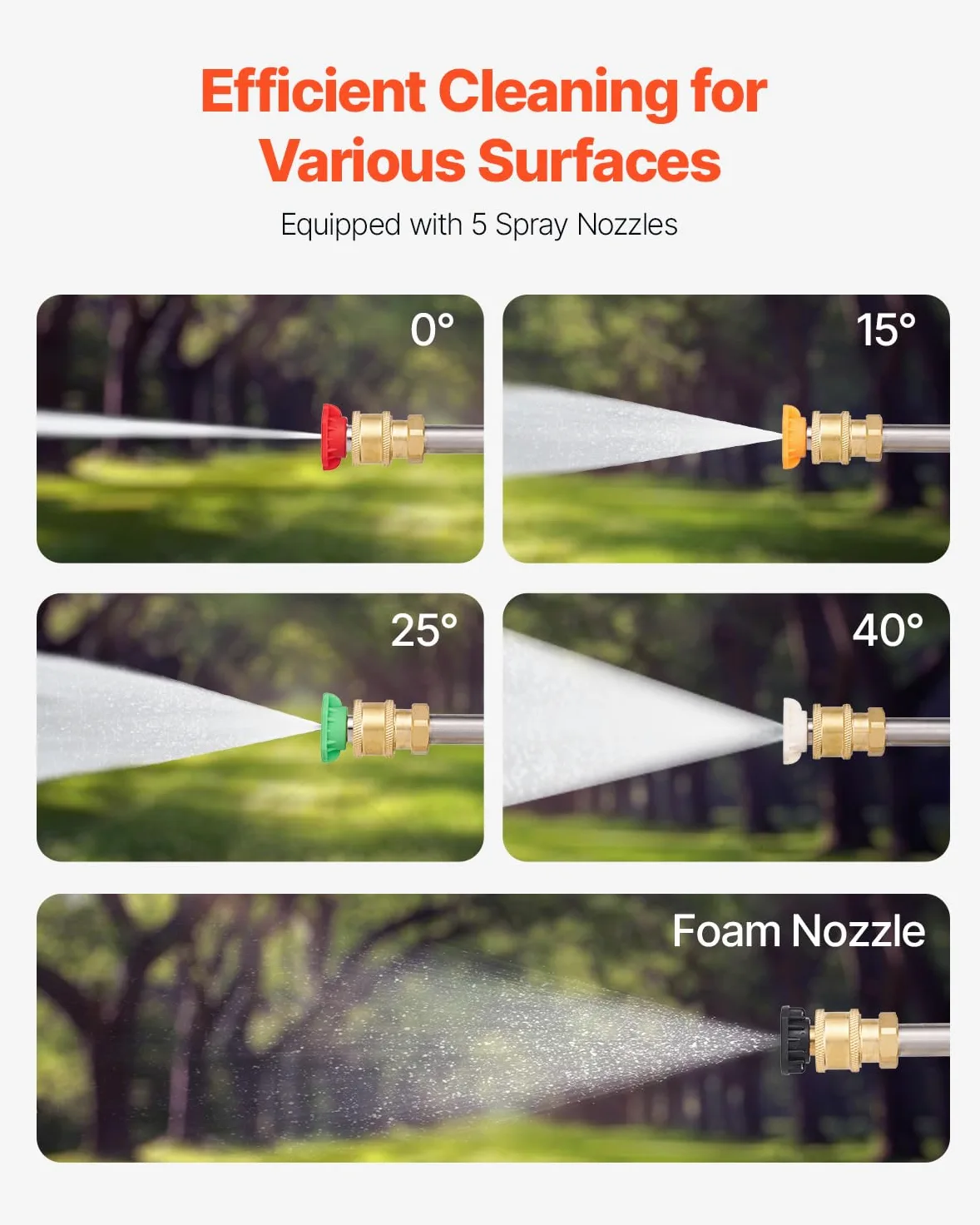VEVOR Lance Télescopique pour Nettoyeur Haute Pression 5437 mm, Baguette Pulvérisation Télescopique 4000 psi avec Rallonges, Tête de Brosse, 5 Buses, Adaptateur, Ceinture de Support, pour Gouttière