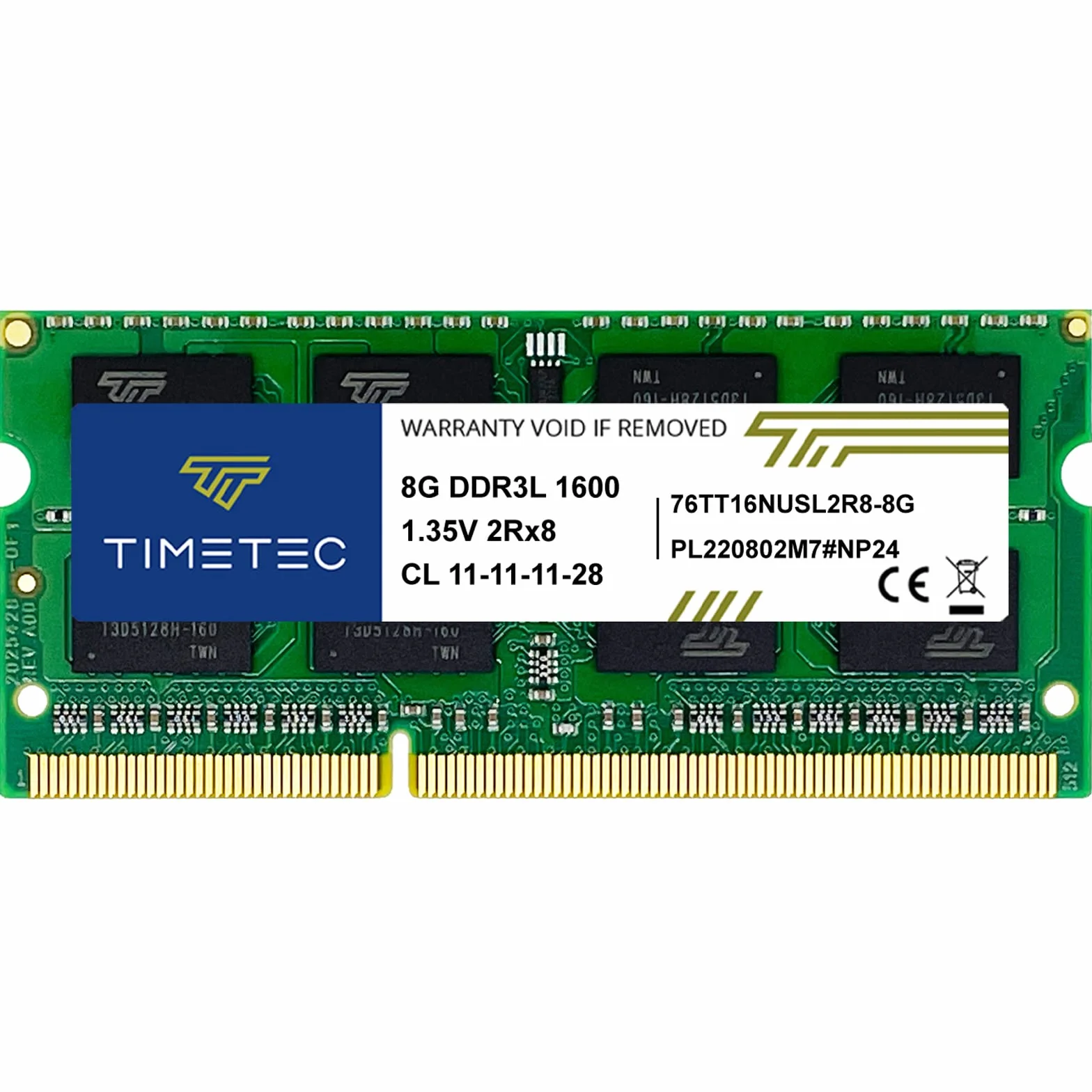 Timetec 8 Go DDR3L 1600MHz PC3-12800 Non-ECC SODIMM RAM Module pour ordinateur portable