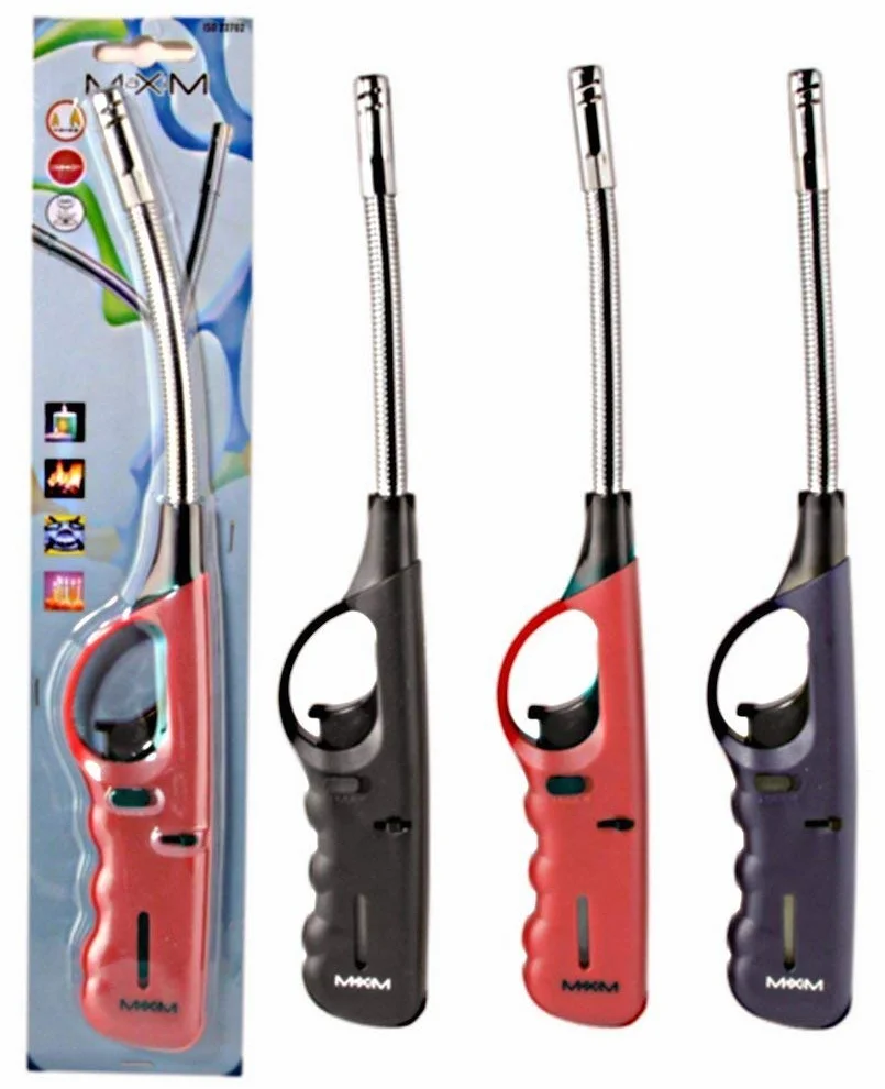 Allume Gaz Grande Taille 28 cm Lot de 3 avec Embout Métal Flexible Rechargeable