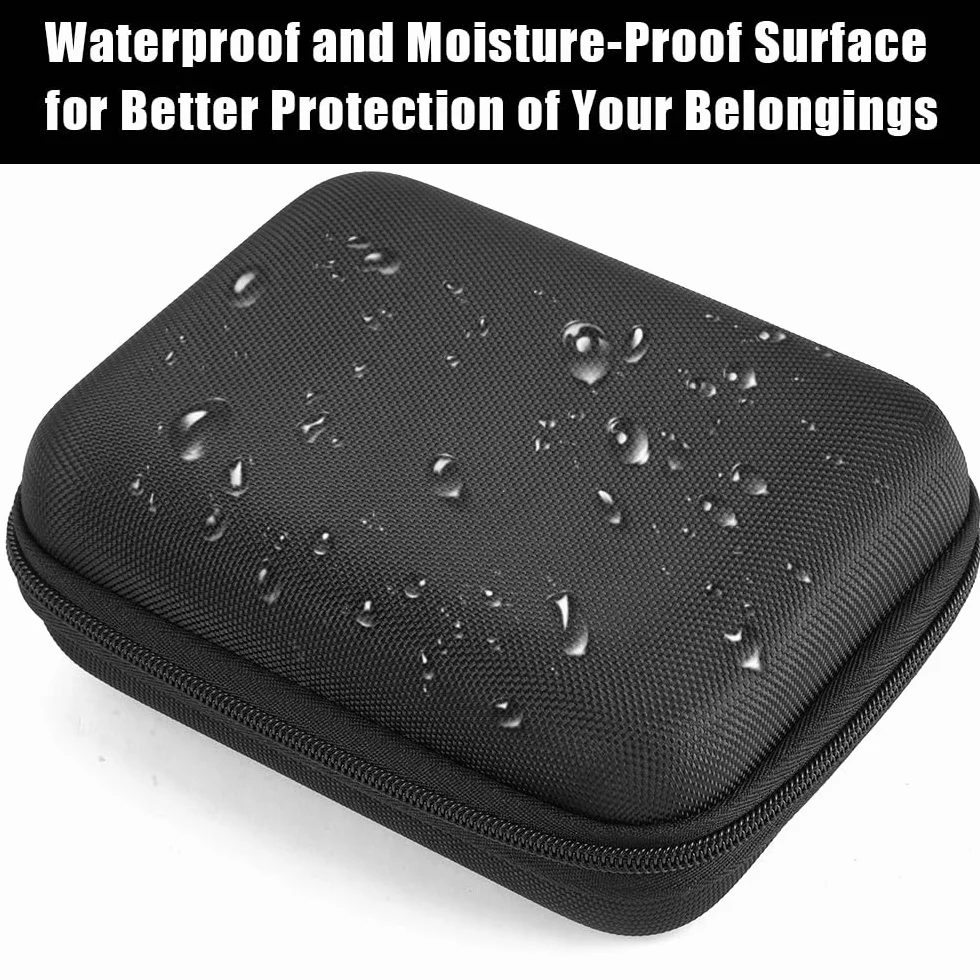 Rigid Tech Pouch Étui Rigide Imperméable pour Câble USB Chargeur 16x12x6 cm Noir