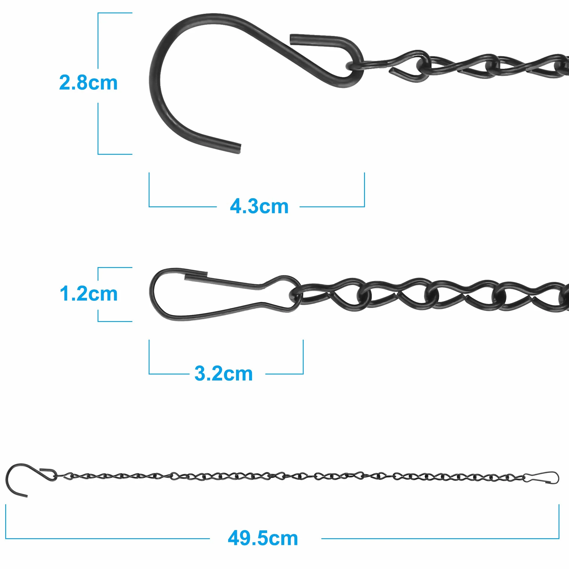 Chaîne de Suspension 50 cm 6 Ensembles, Chaîne en Métal pour Plantes, Suspension Plante Macramé Décoration Jardin (Noir)