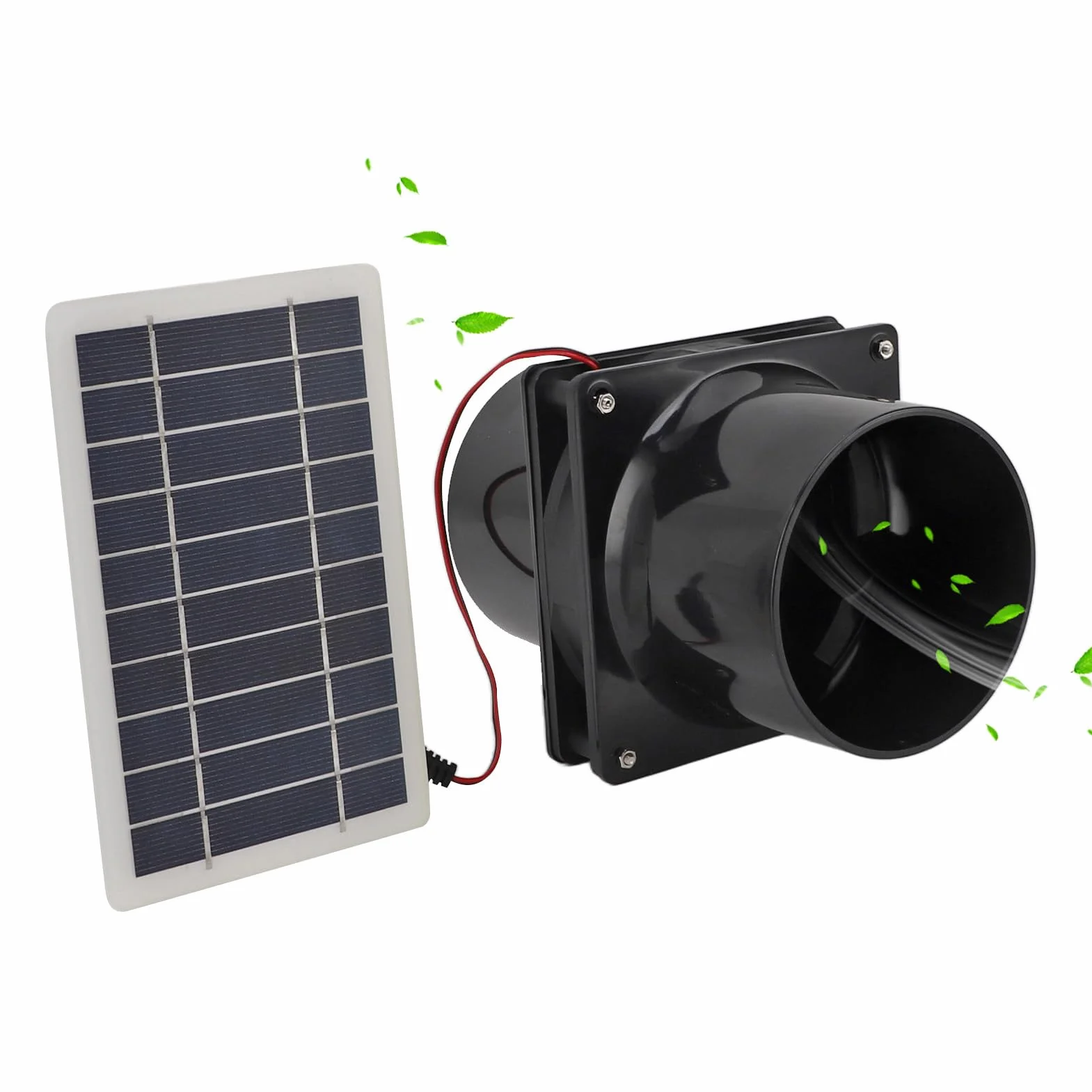 Kit Ventilateur Panneau Solaire 100mm Échappement 10W 12V Pour Serre Extérieur