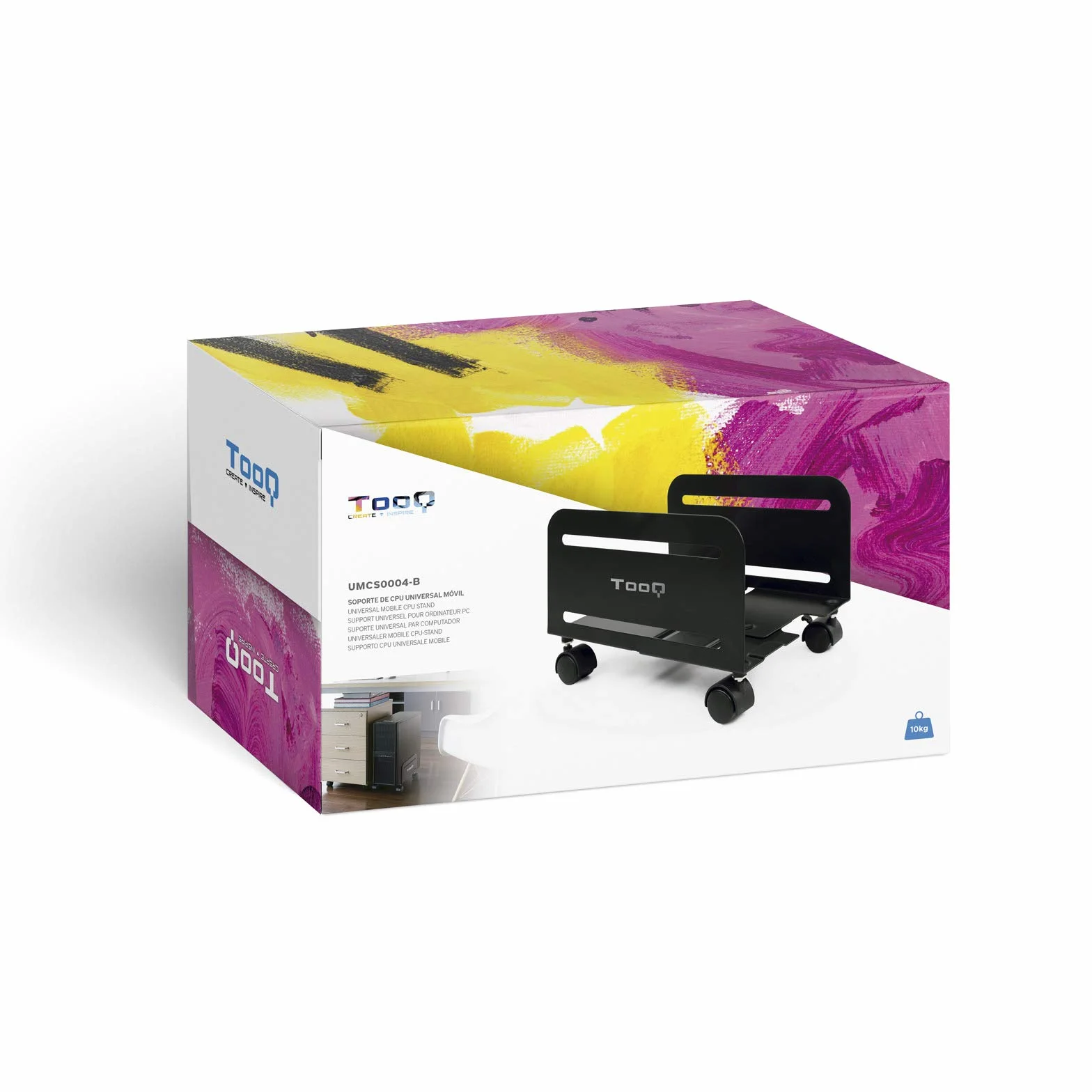 TooQ Support au sol pour CPU métallique roues 10 kg 119-209 mm noir