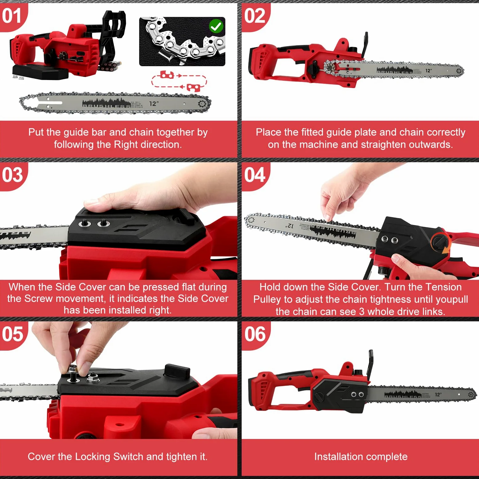 WingFly Tronçonneuse électrique sans fil 12" pour Milwaukee M18 18 V | moteur sans balais, lame de 30 cm, vitesse de chaîne 10 m/s, système de lubrification automatique (sans batterie)