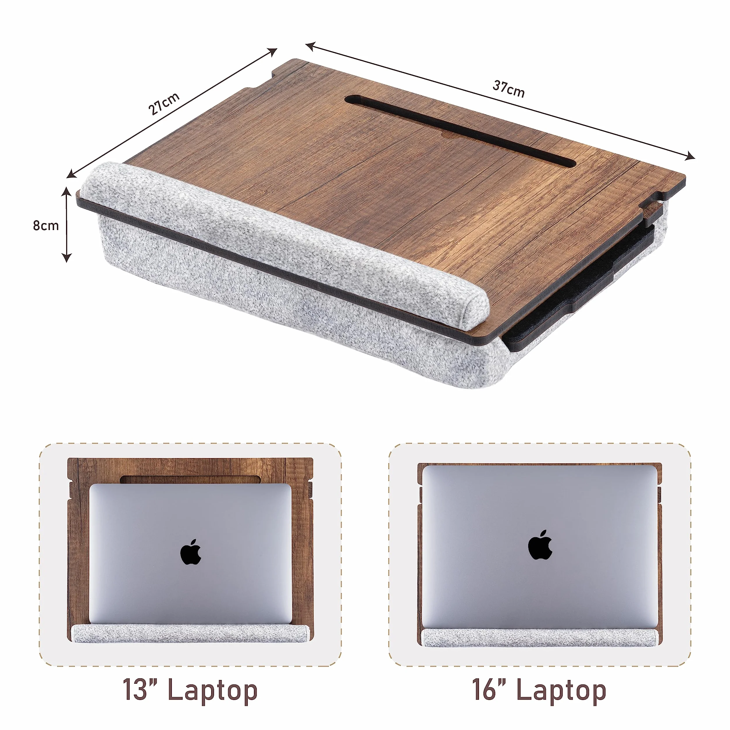 Vigo Wood Plateau pour Ordinateur Portable Ergonomique avec Fond Rembourré et Tiroir Hauteur Réglable