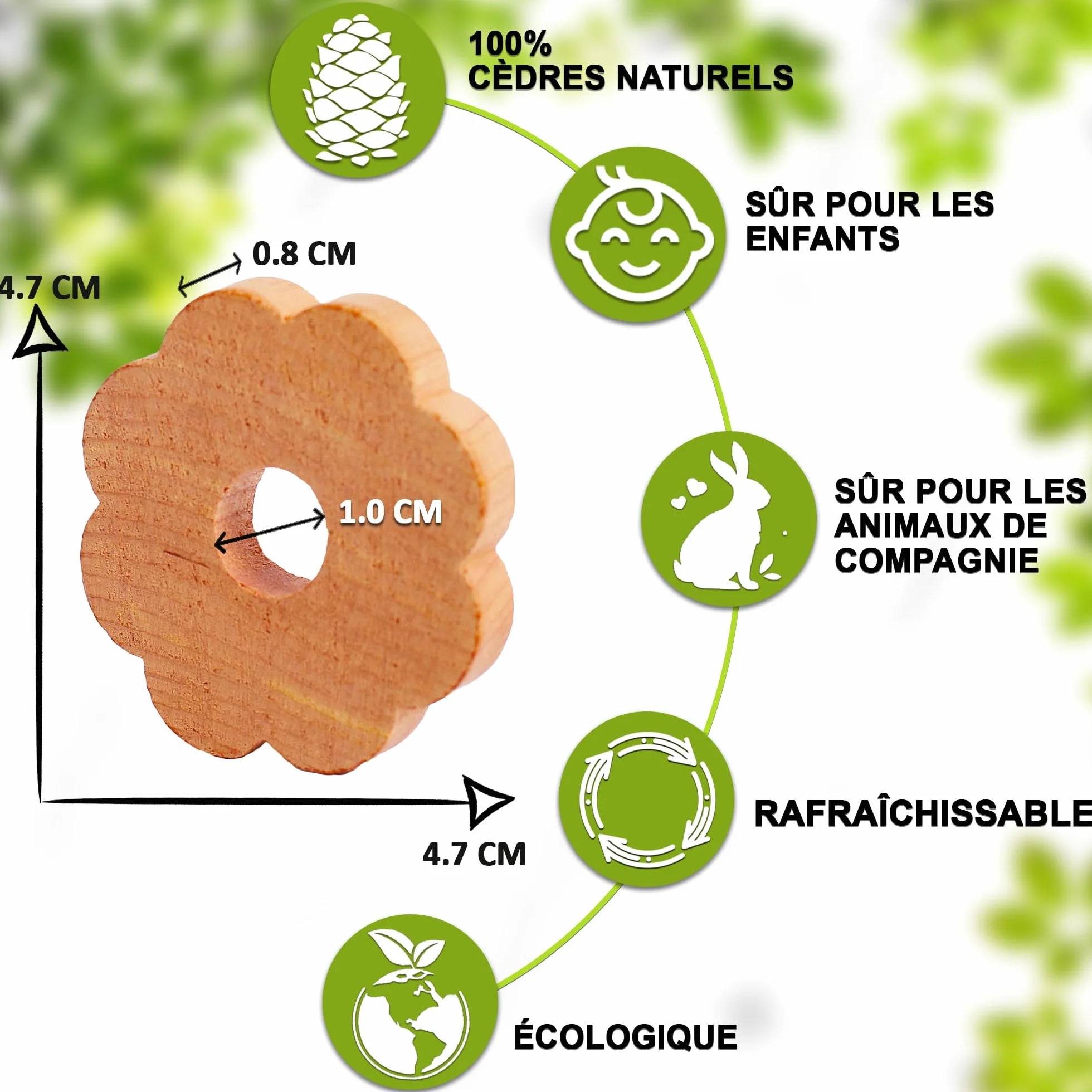 Anti Mites Textiles Pack de 50 Anneaux pour Vêtements avec Huile de Cèdre 4,5 ml