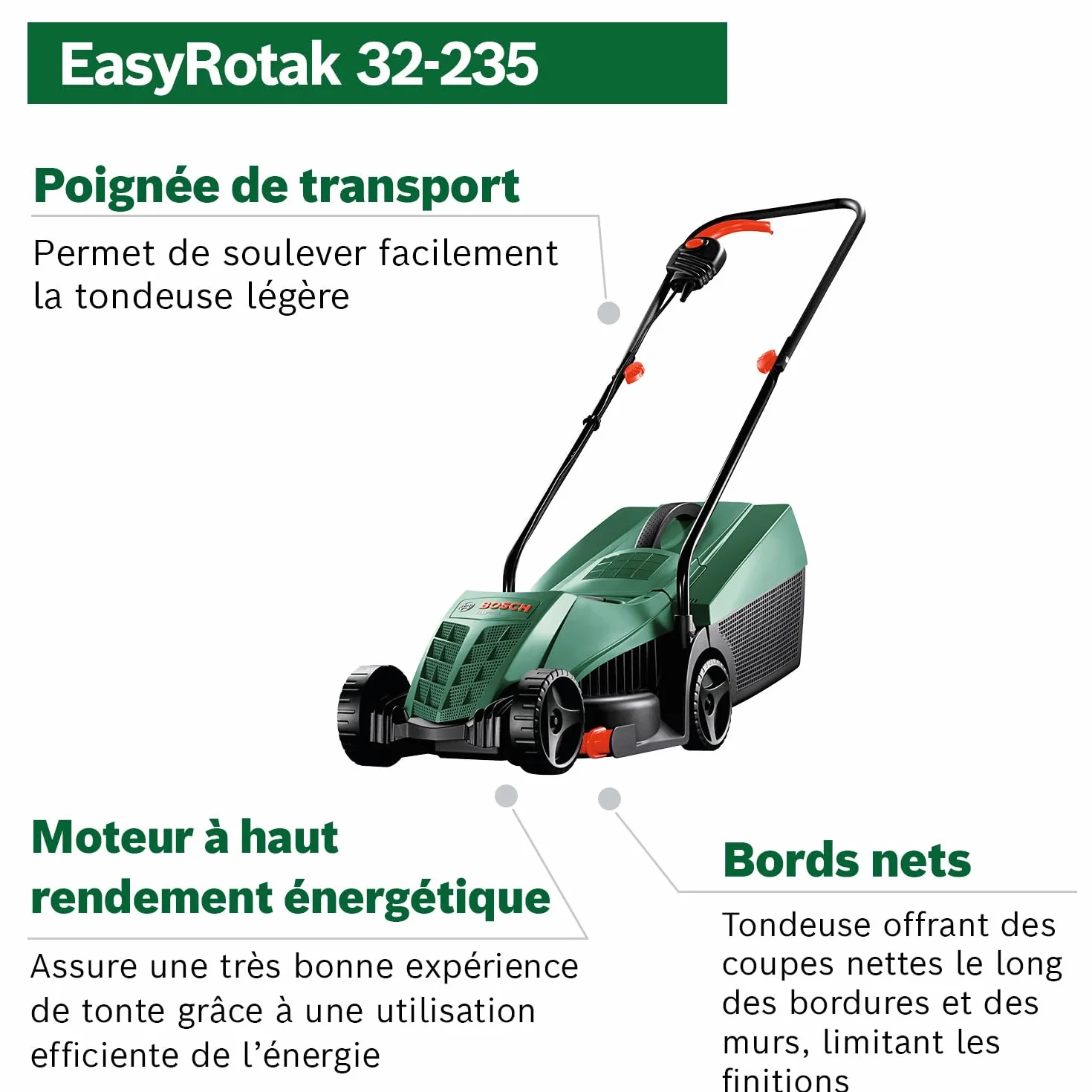Bosch Tondeuse à Gazon Filaire EasyRotak 32-235 1200 W 32 cm 31 L