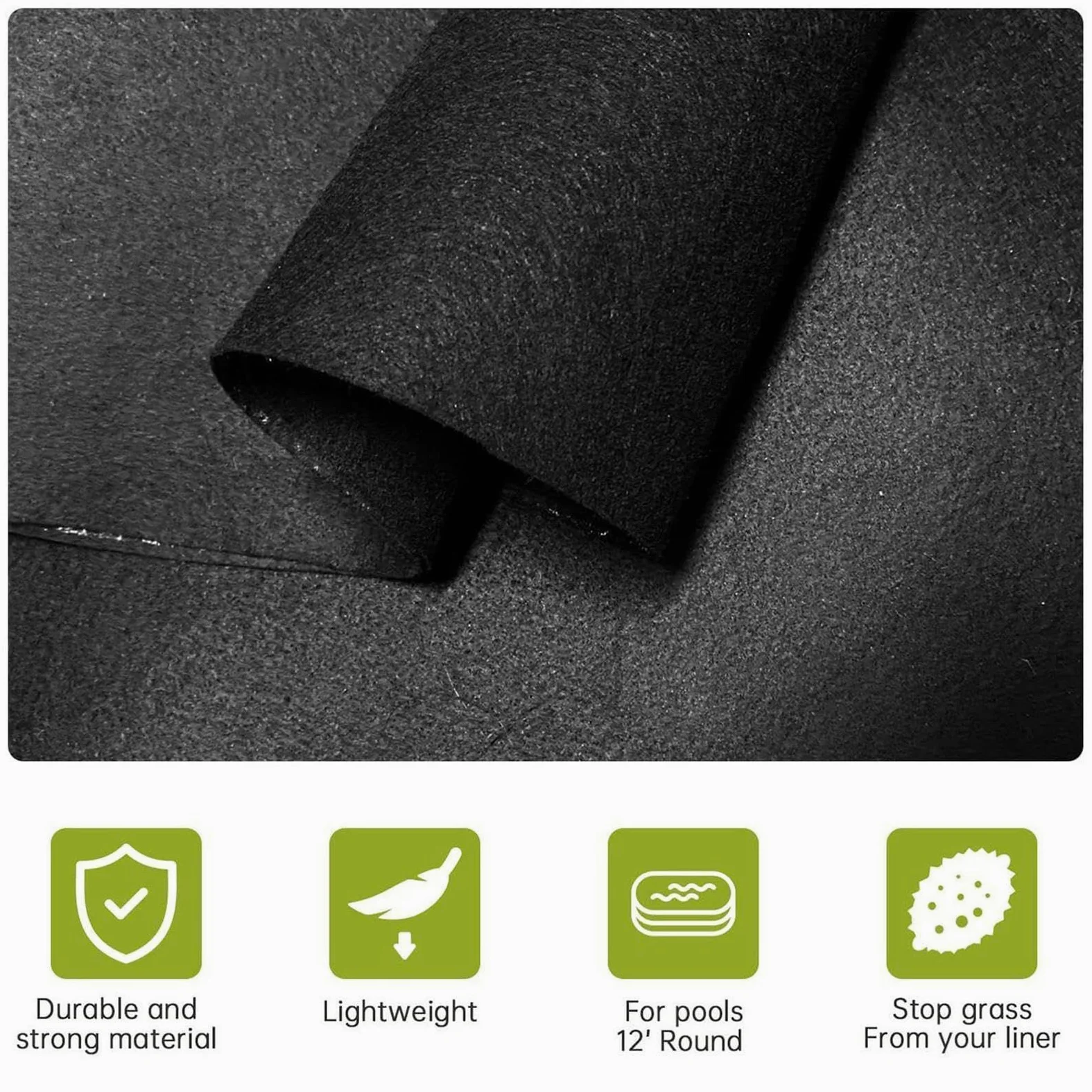 Générique Tapis De Sol pour Piscine Hors Sol Ronde, Epais Bâche De Sols pour Piscine Rond De 300 366 400 440 Cm, Noir Antidérapant Tapis De Sols Protecteur pour Spa Gonflable Accessoires D'extérieur