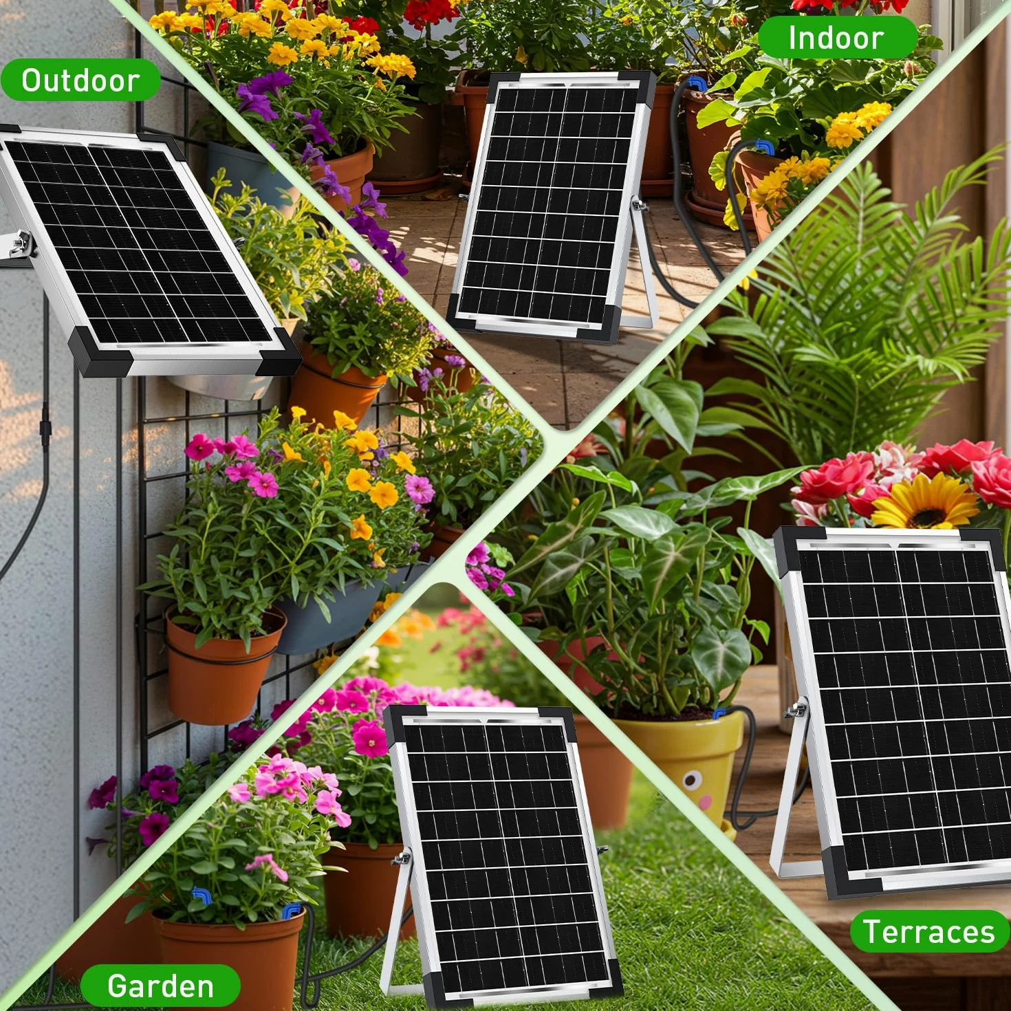 Onherm Arrosage Automatique Solaire pour 30 Plantes, 35M Tuyau et 300 Modes D’Irrigatio, Arrosage Goutte a Goutte Solaire Kit pour Jardin, Balcon et Plantes en Extérieur