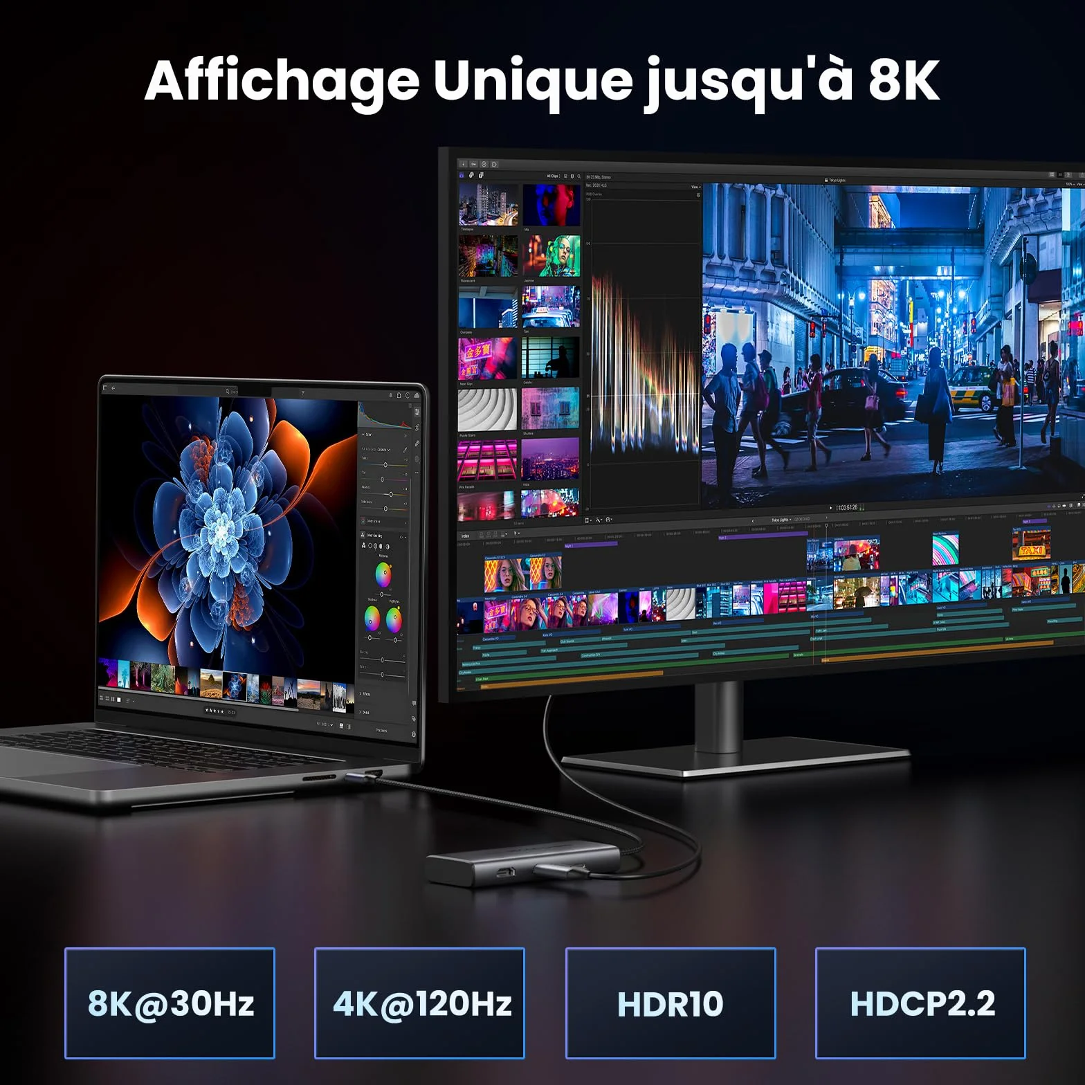 UGREEN Revodok 206 Hub USB C Dual HDMI 4K60Hz 8K30Hz PD 100W Charge Multiports 5Gbps 6 en 1 Docking Station