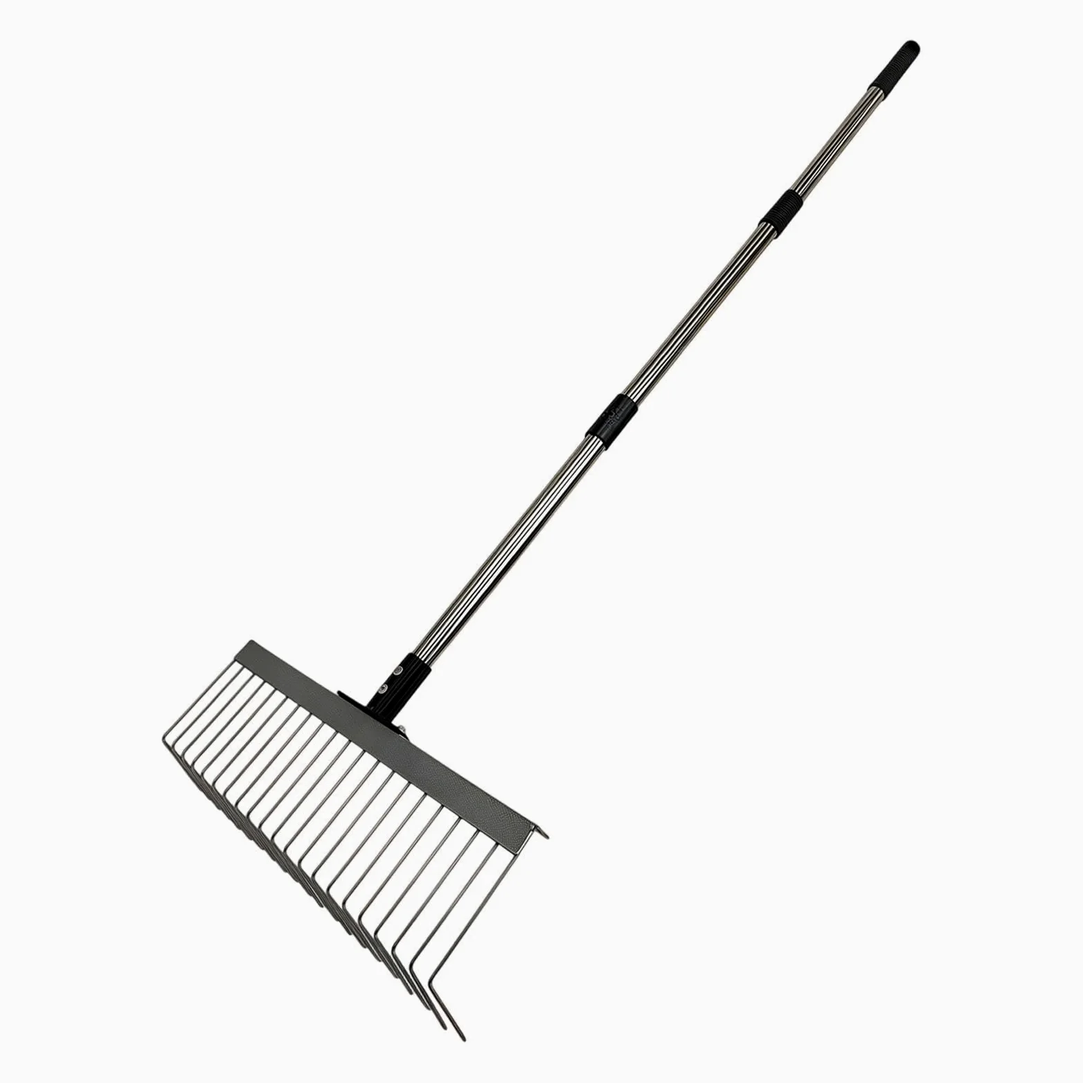 Râteau Feuilles Jardin 21 Dents Lames Acier Alliage Manche Ergonomique Amovible Polyvalent Ramassage Feuilles Herbe Débris Convient Jardin Ferme, 125 Cm 3 Sections