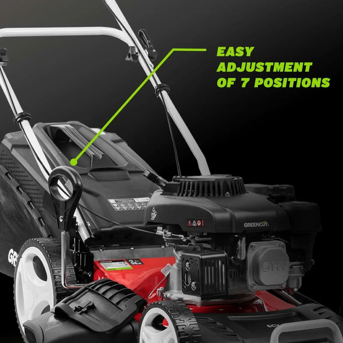 GREENCUT GLM770X Tondeuse Thermique 150cc 4ch Moteur 4T autotracté Lame Acier 460mm Bac 55L