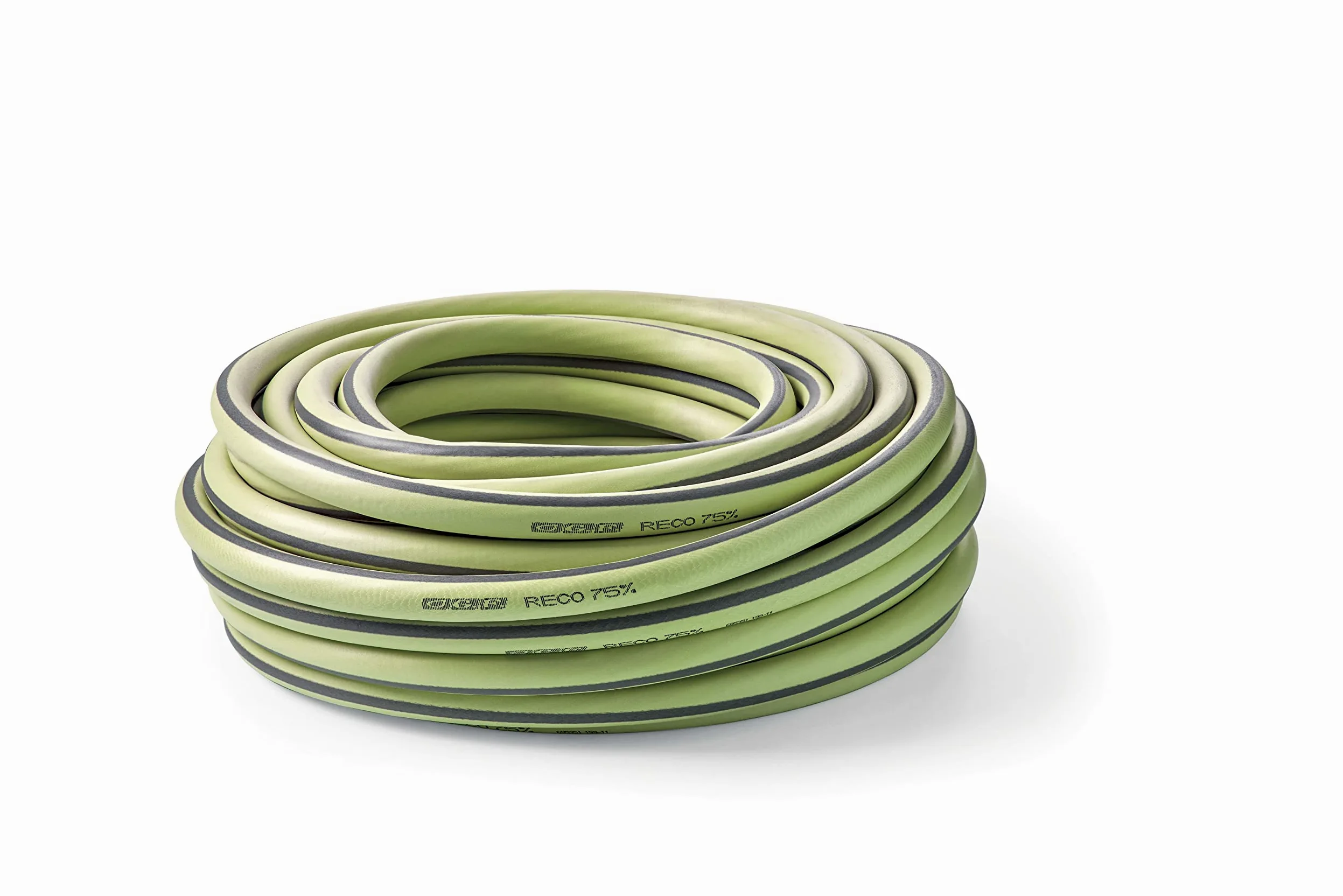 G.F. Srl TUYAU RECO, 25m de tuyau pour arrosage 12,5 mm (1/2") en PLASTIQUE RECYCLE, équipé de KIT pour l'arrosage (lance ergonomique 3 jets, raccords, nez de robinet). Fabriqué en France, Vert Lime