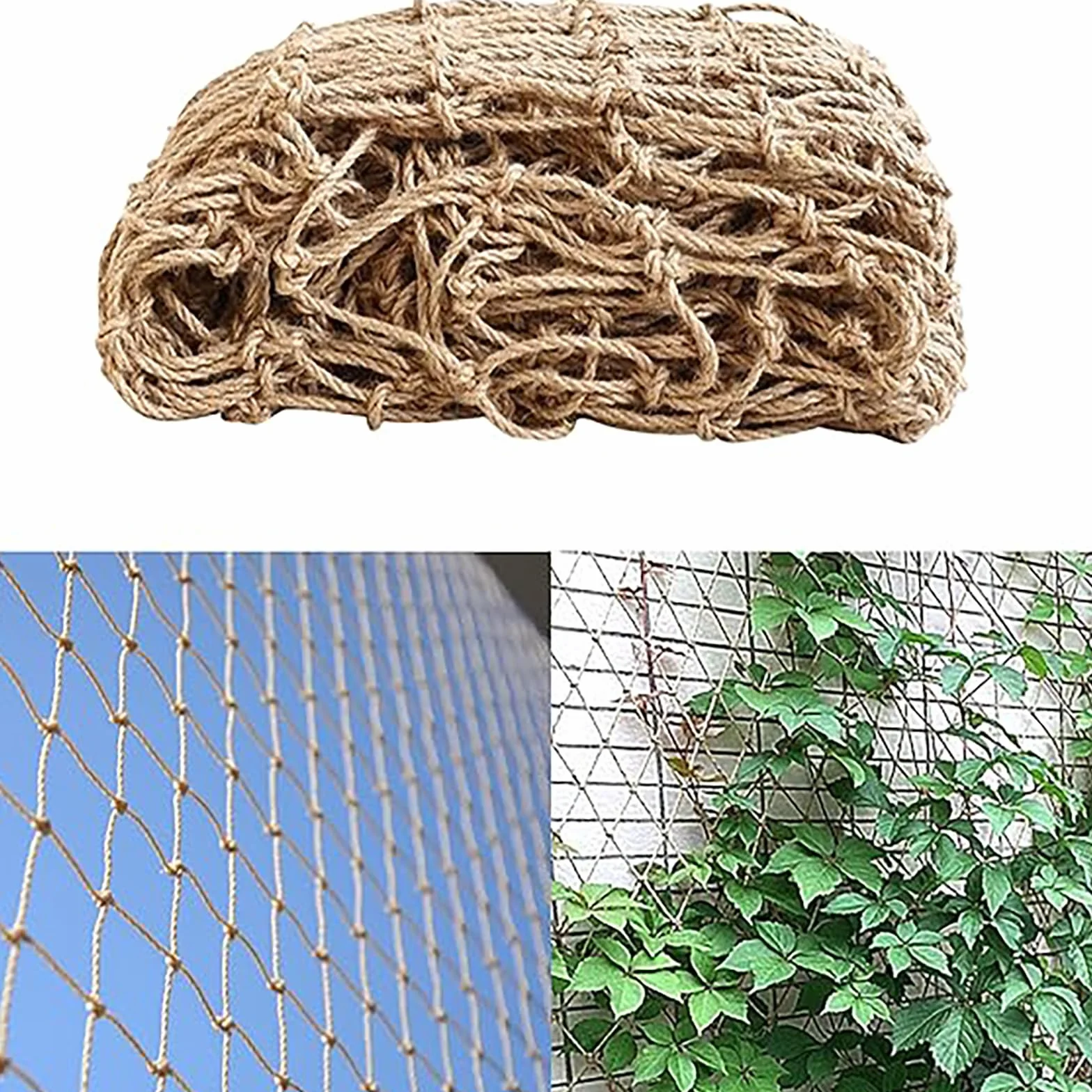Filet de Support pour Plantes 2m x 5m en Toile de Jute Naturelle Biodégradable pour Pois, Haricots et Tomates