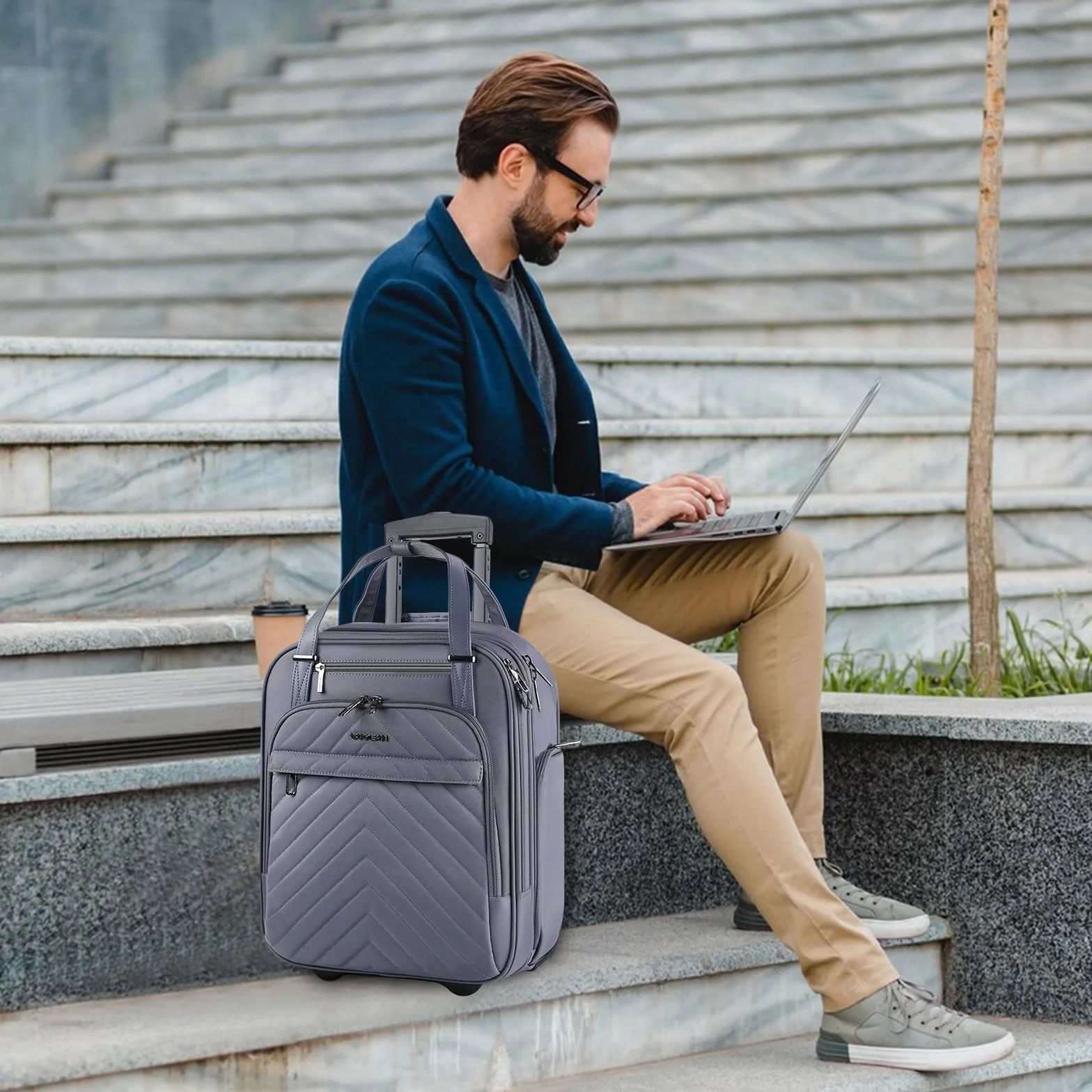 VANKEAN Valise de Nuit légère 40.6 cm 16inch Bagages Souples sous le siège Gris foncé