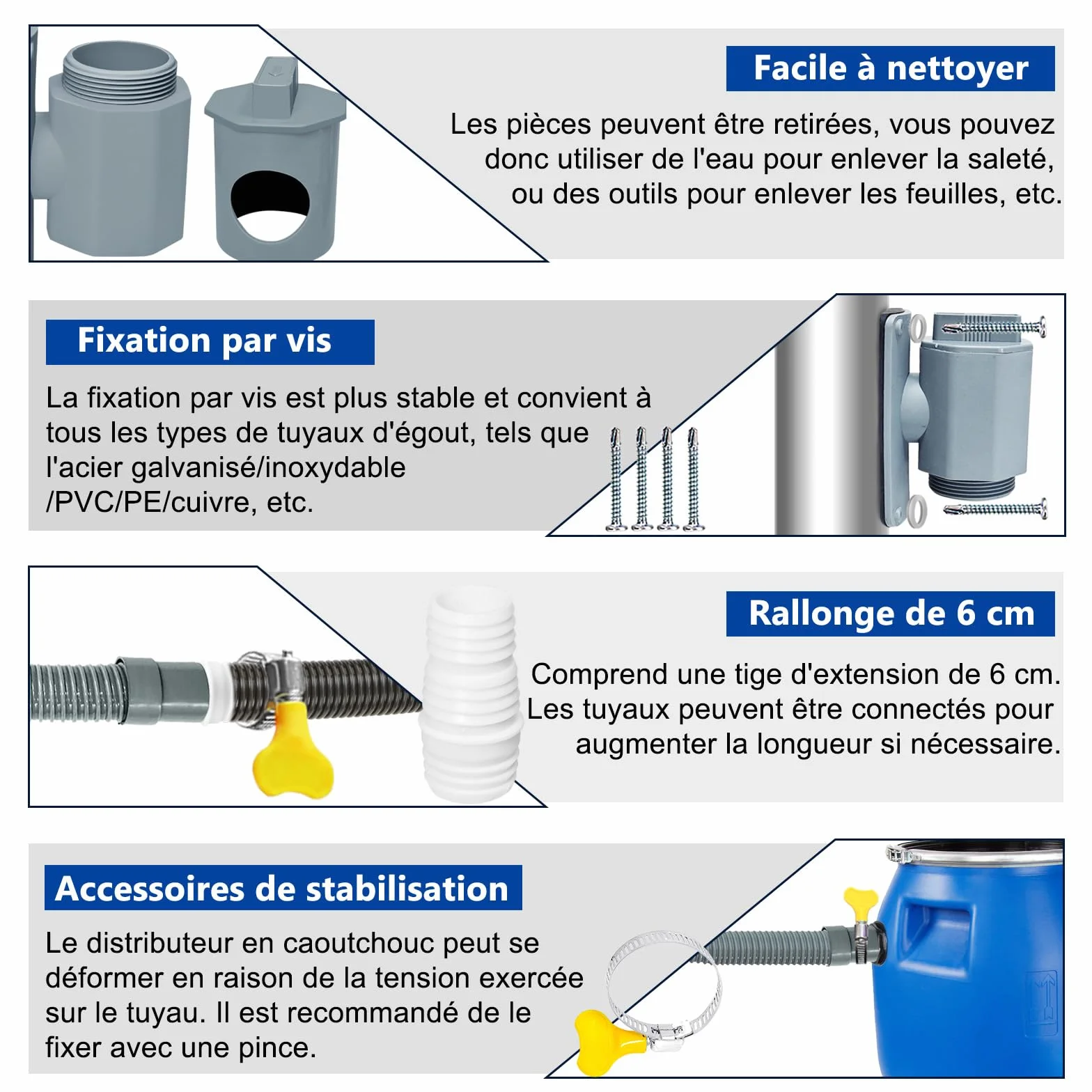 Récupérateur Eau de Pluie pour Tuyau de Descente Ø 90-110mm, Toitures Jusqu'à 80 m²