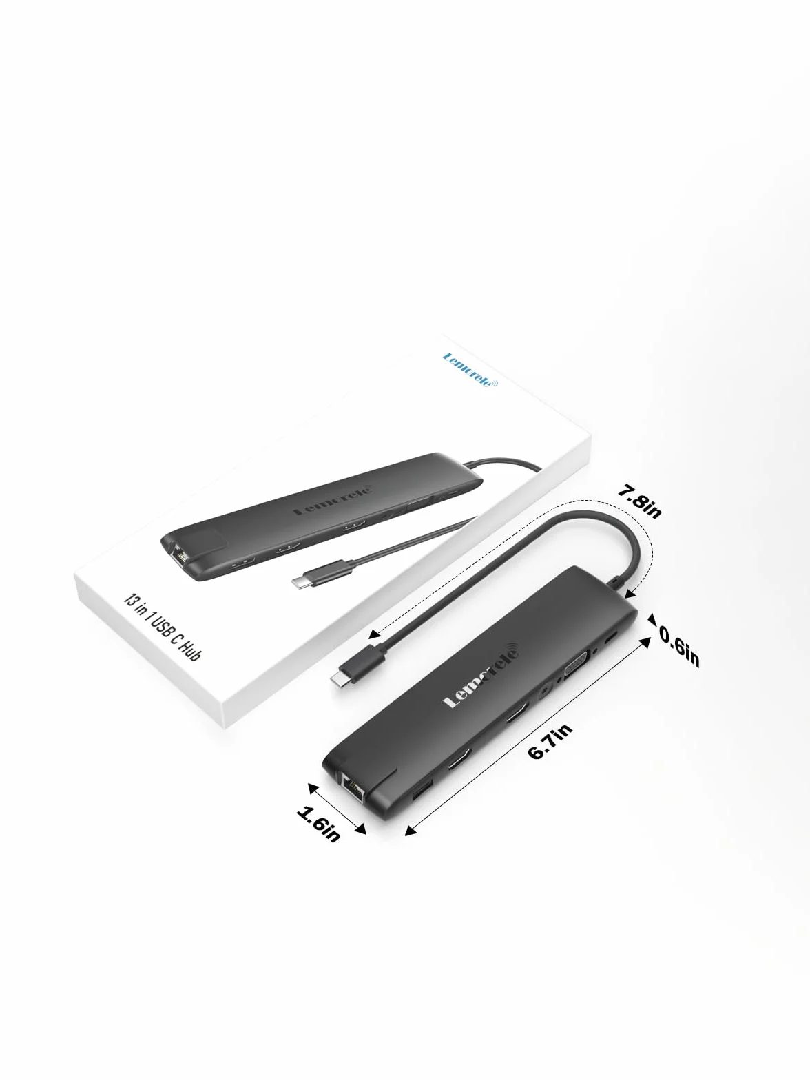 Lemorele Station d'accueil USB C 13-en-1 Dual HDMI 4K VGA Audio USB 3.1 PD 100W SD/TF pour MacBook Dell Windows