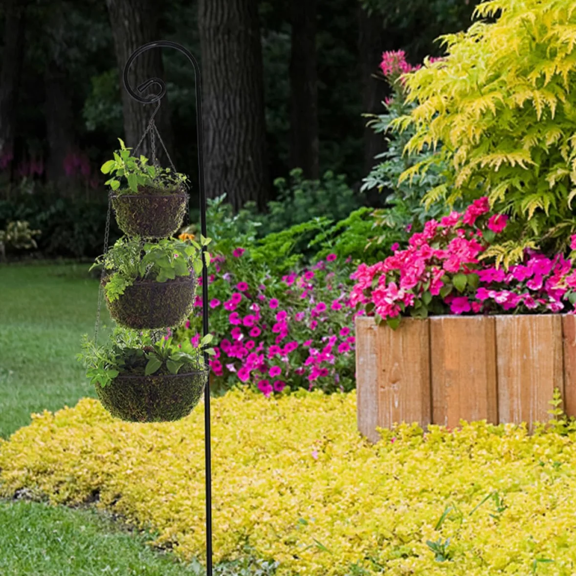 ibasenice Crochets en Fer Noir pour Suspendre Pots de Fleurs et Mangeoires à Oiseaux Résistants et Détachables Lot de 2 pour Balcon et Jardin