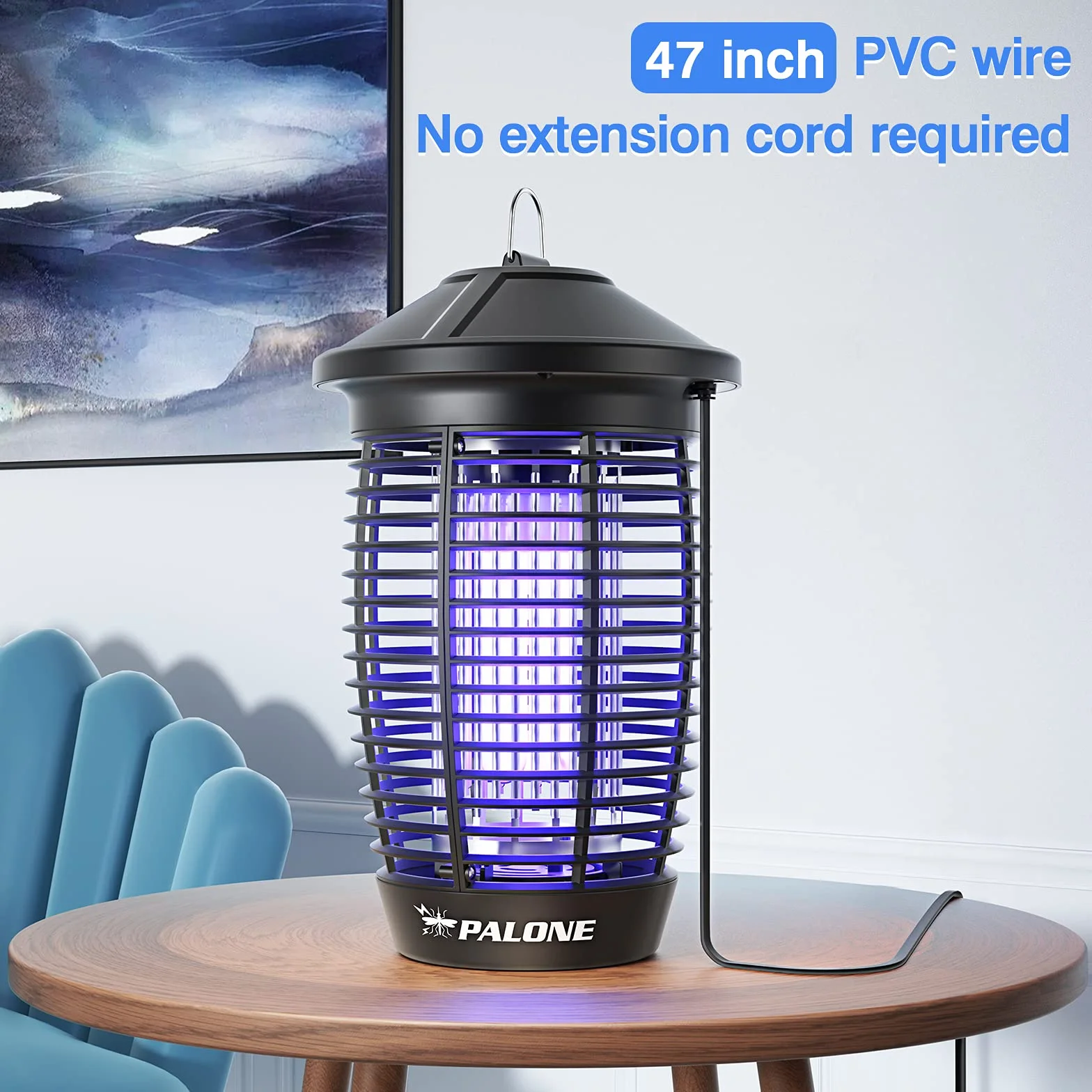 Palone Lampe Anti Moustique 4500V 20W UV Tueur d'Insectes Électrique Portée 100m² Intérieur Extérieur