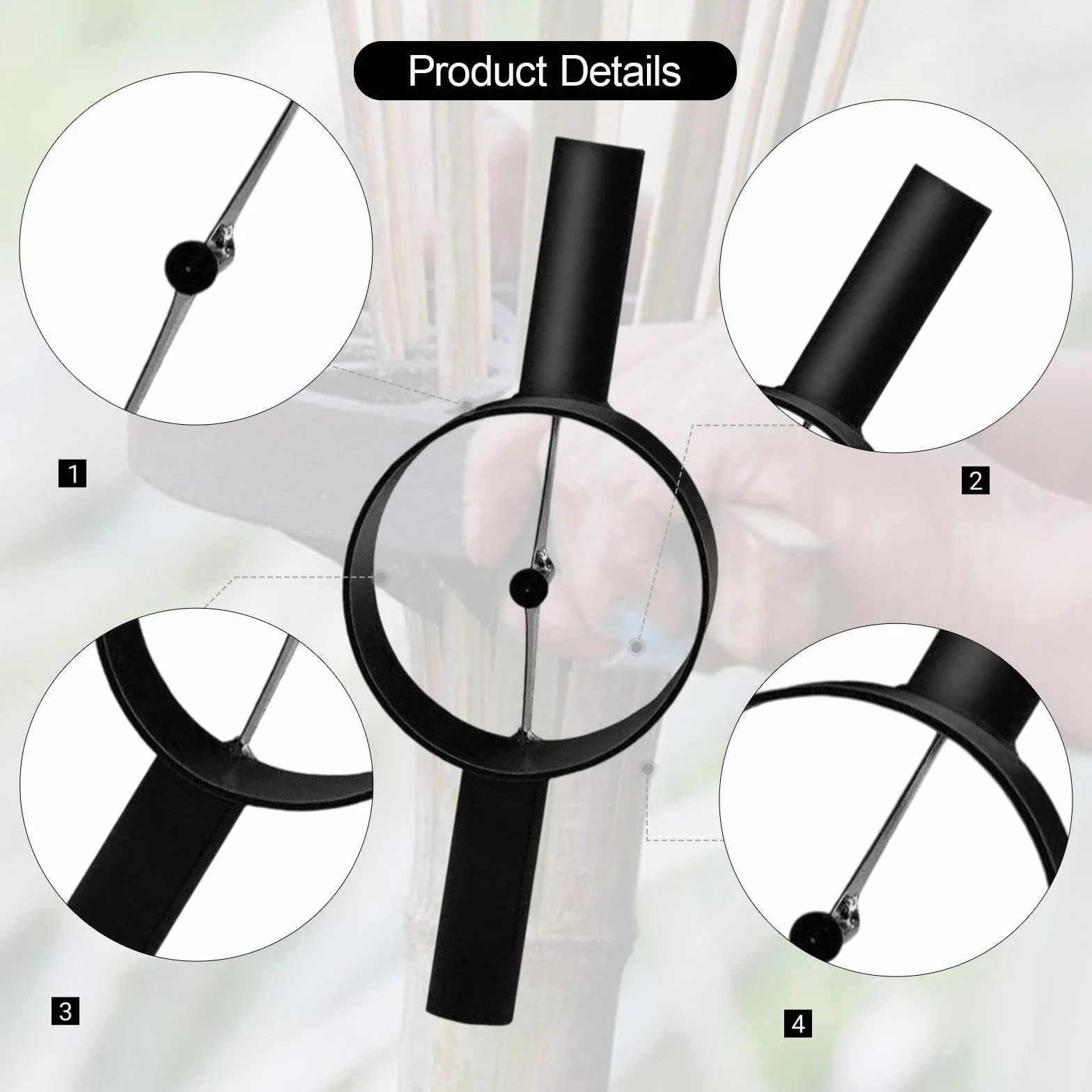 Fendeur à Bambou Manuel en Acier, Séparateur de Bambou Robuste avec Manche Allongé, Outil de Fendage Efficace pour Artisanat, Vannerie et Projets DIY (Noir, 2 Coupes)