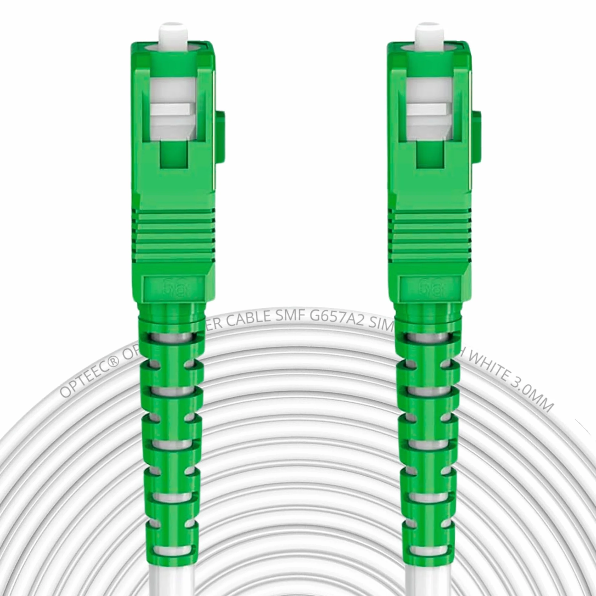 Câble Fibre Optique Blindé 5M SC-APC à SC-APC Renforcé Simplex Monomode Blanc