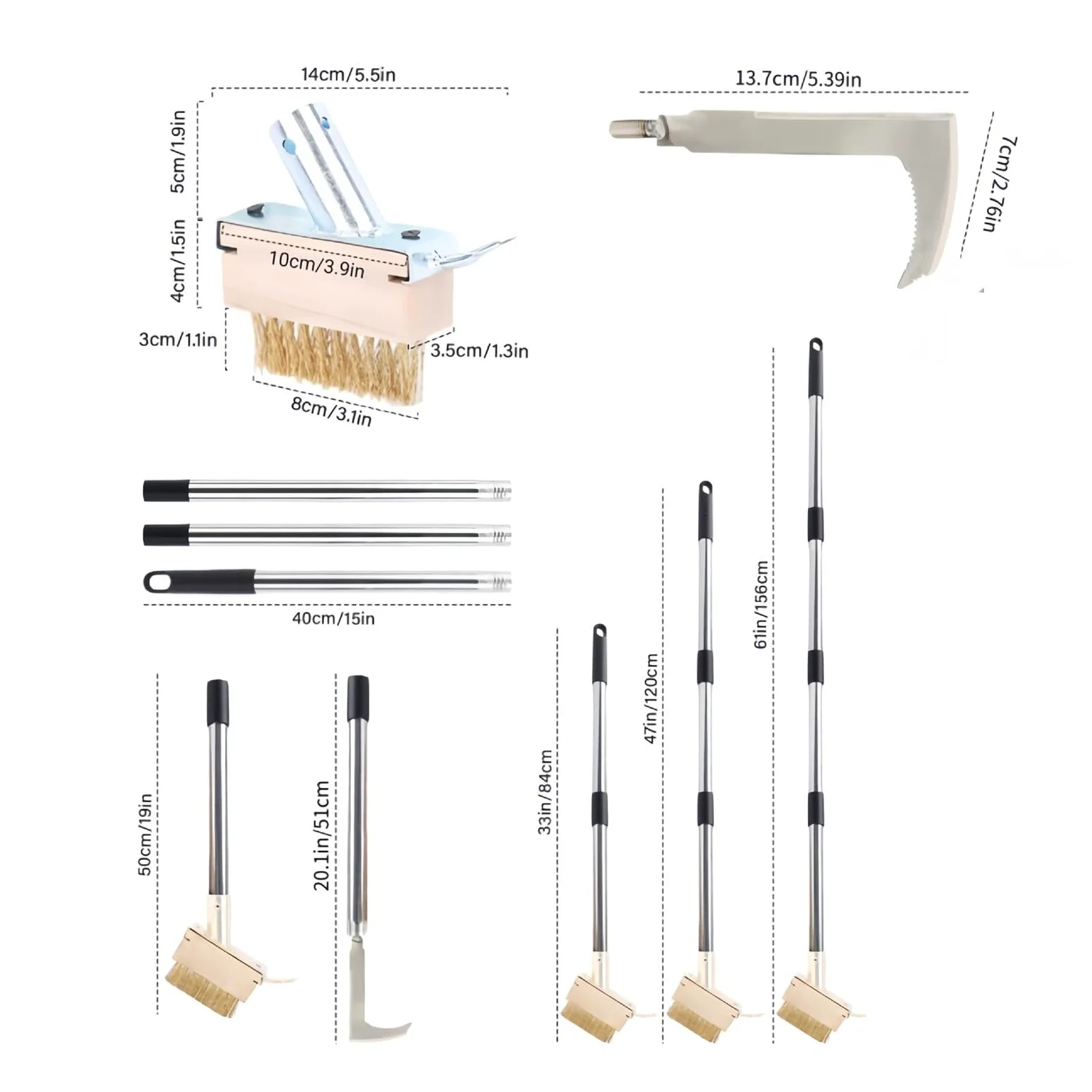 Pssopp Ensemble D'outils de Désherbage de Fissure en Acier Inoxydable Kit D'outils de Désherbage Brosse à Mousse pour Allées Terrasses Pavés Chemins de Jardin