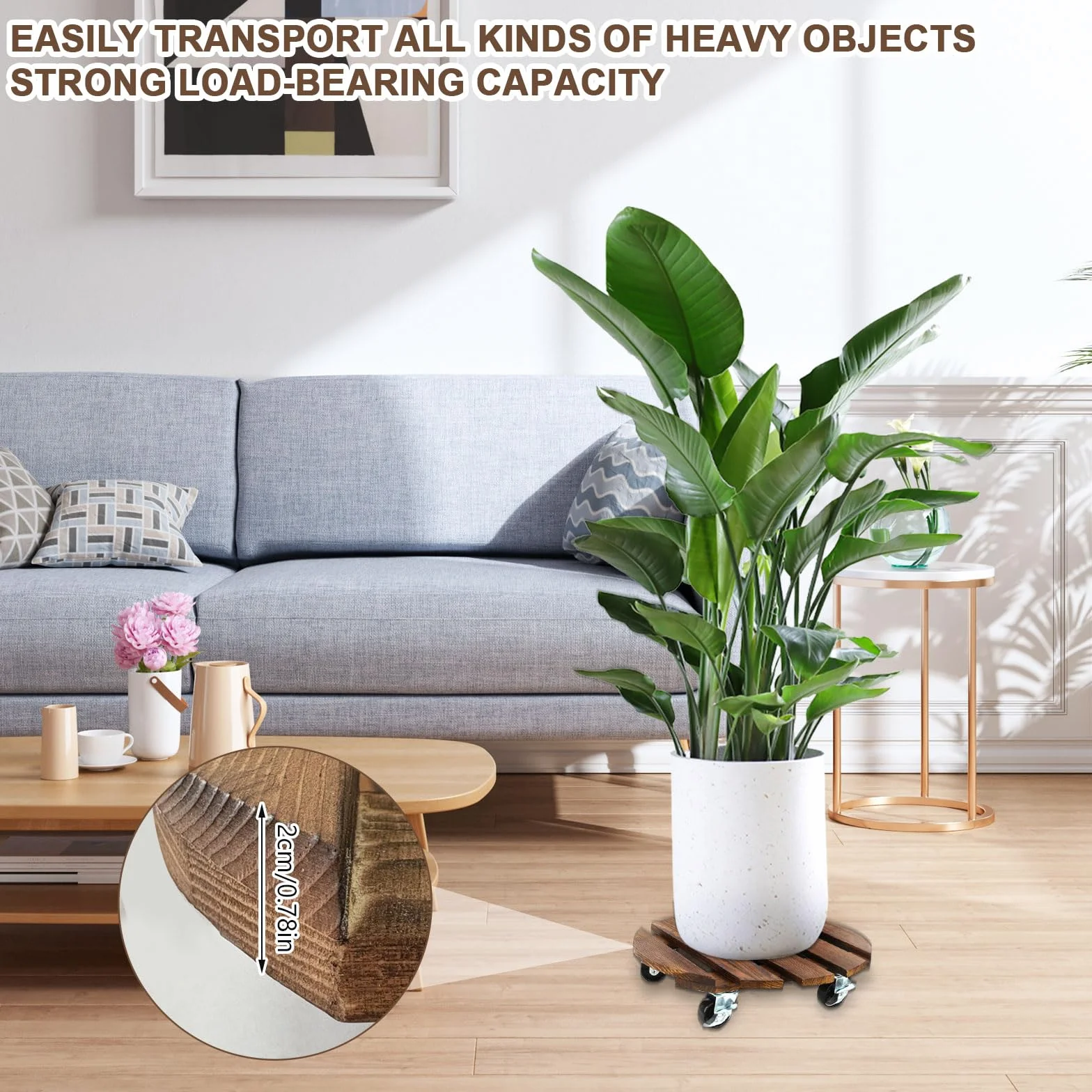 Lot de 2 Porte Plante à Roulettes Ø 300 mm Capacité 200KG pour Extérieur Intérieur