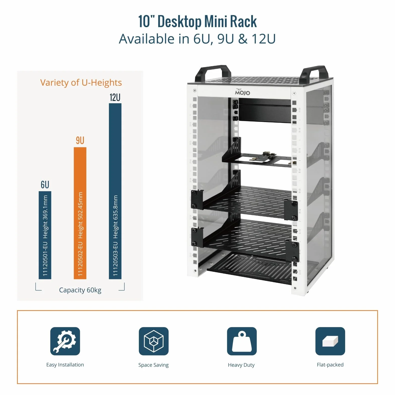 Armoire Réseau 10 Pouces 9U Mini-Rack de Bureau 200mm Blanc pour SBC NAS Serveurs