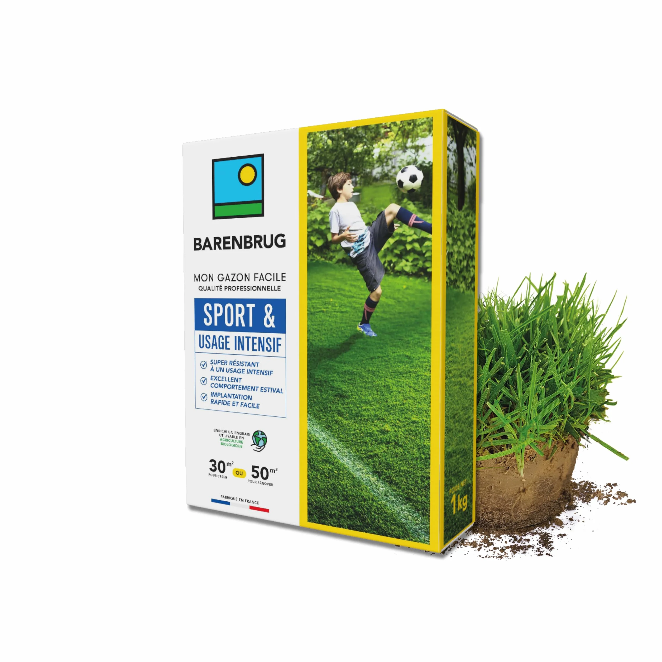 BARENBRUG Gazon Sport Usage intensif Super Résistant 1KG