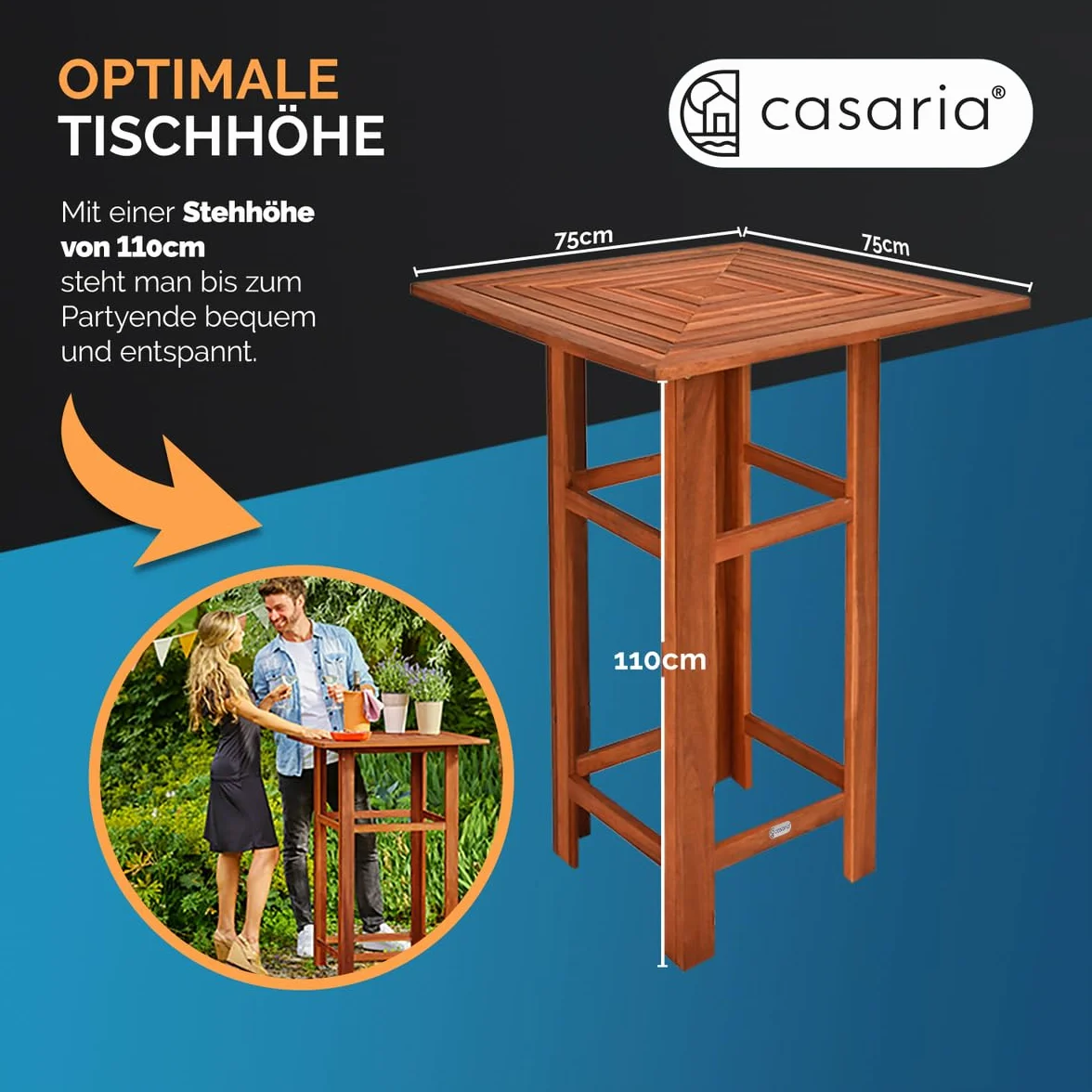 Casaria Ensemble Table de Bar et 2 tabourets Bois Haute avec chaises Jardin terrasse