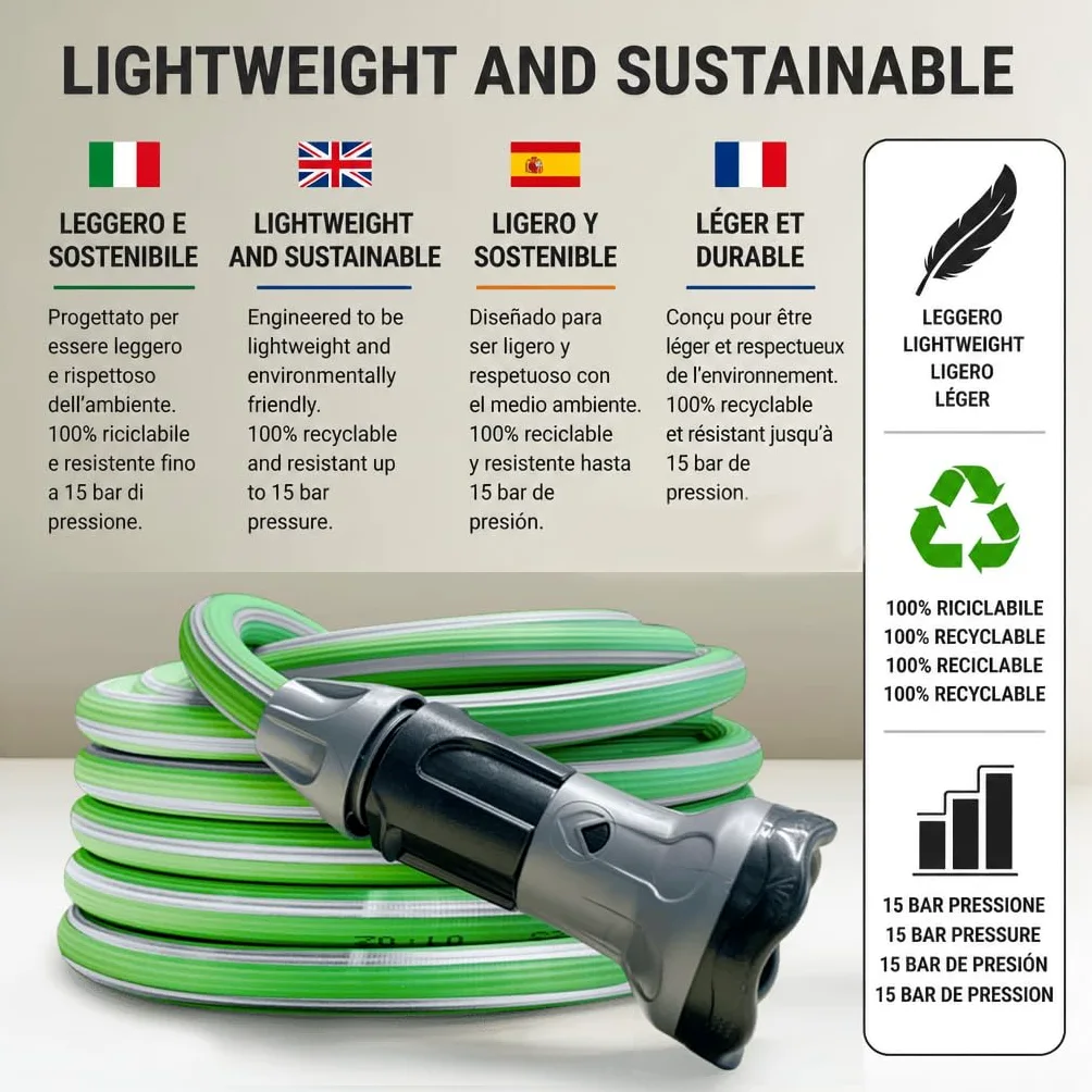 Idroeasy 30 Mètres - Tuyau d'Arrosage Extensible Tuyau d'Arrosage Anti Torsion, Eau Jardin Irrigation Pipe Anti-nœud