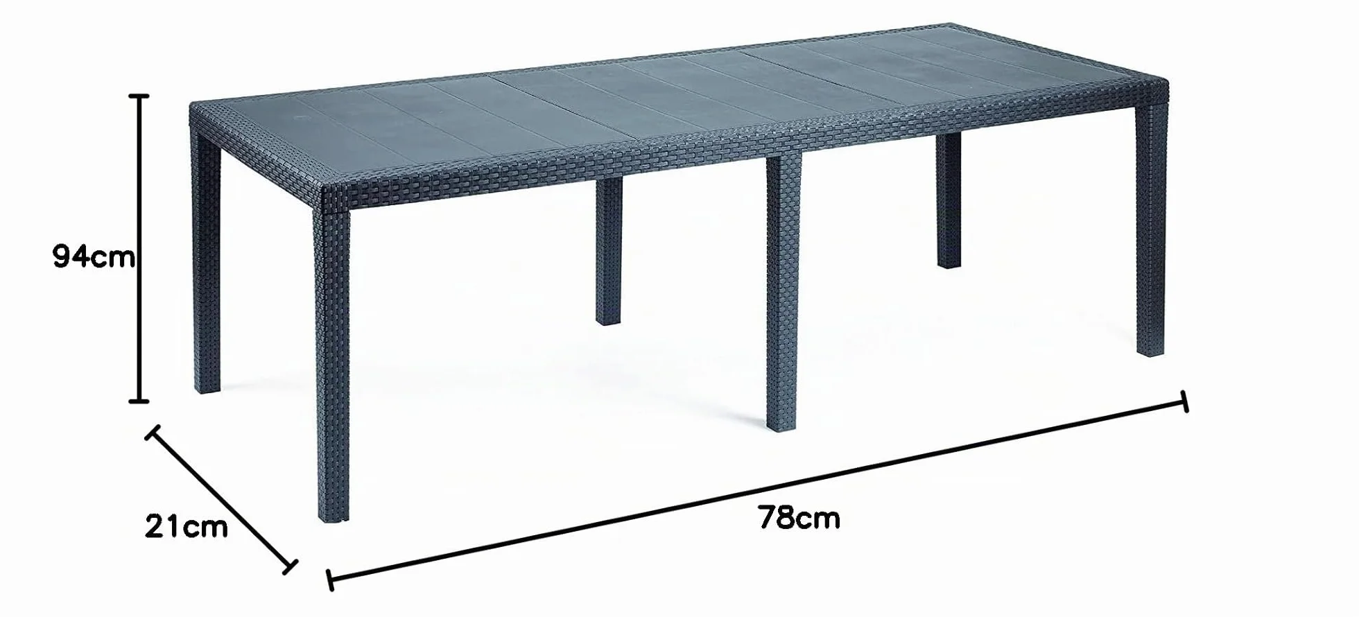 Dmora Table d'extérieur Roma extensible effet rotin 150/220x90x72 cm Anthracite