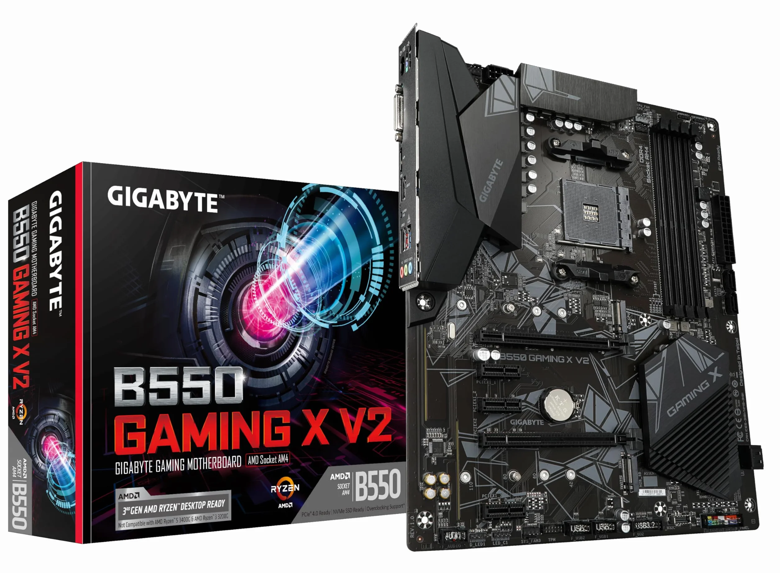GIGABYTE B550 Gaming X V2 Carte mère AMD Ryzen 5000 VRM 10+3 Phases DDR4 4733 MHz PCIe 4.0 M.2 LAN 1GbE USB 3.2 Gen 2
