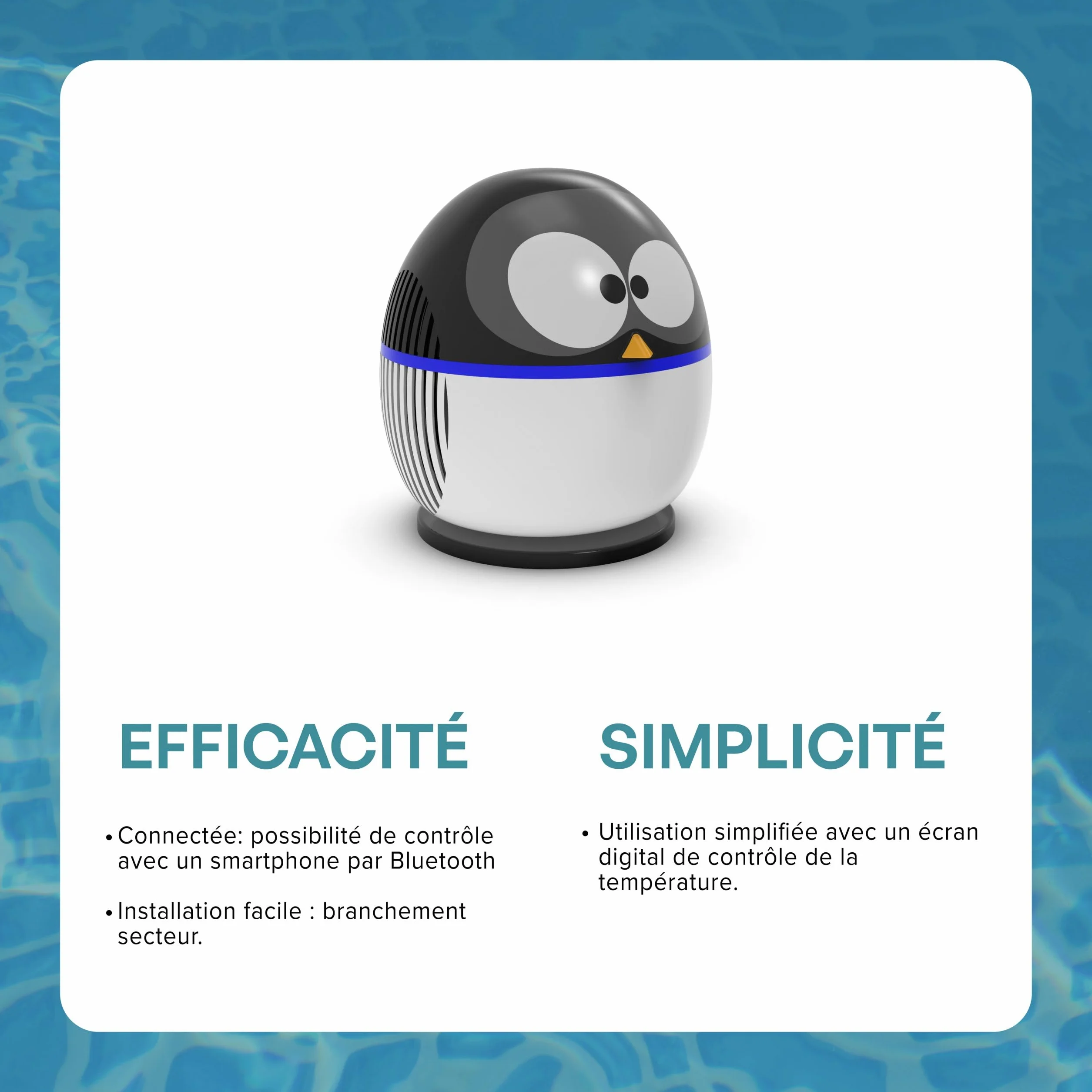 Pompe à Chaleur Piscine Hors-Sol Penguin 5 Chauffage Pingouin Volume 12-30m3 Bluetooth