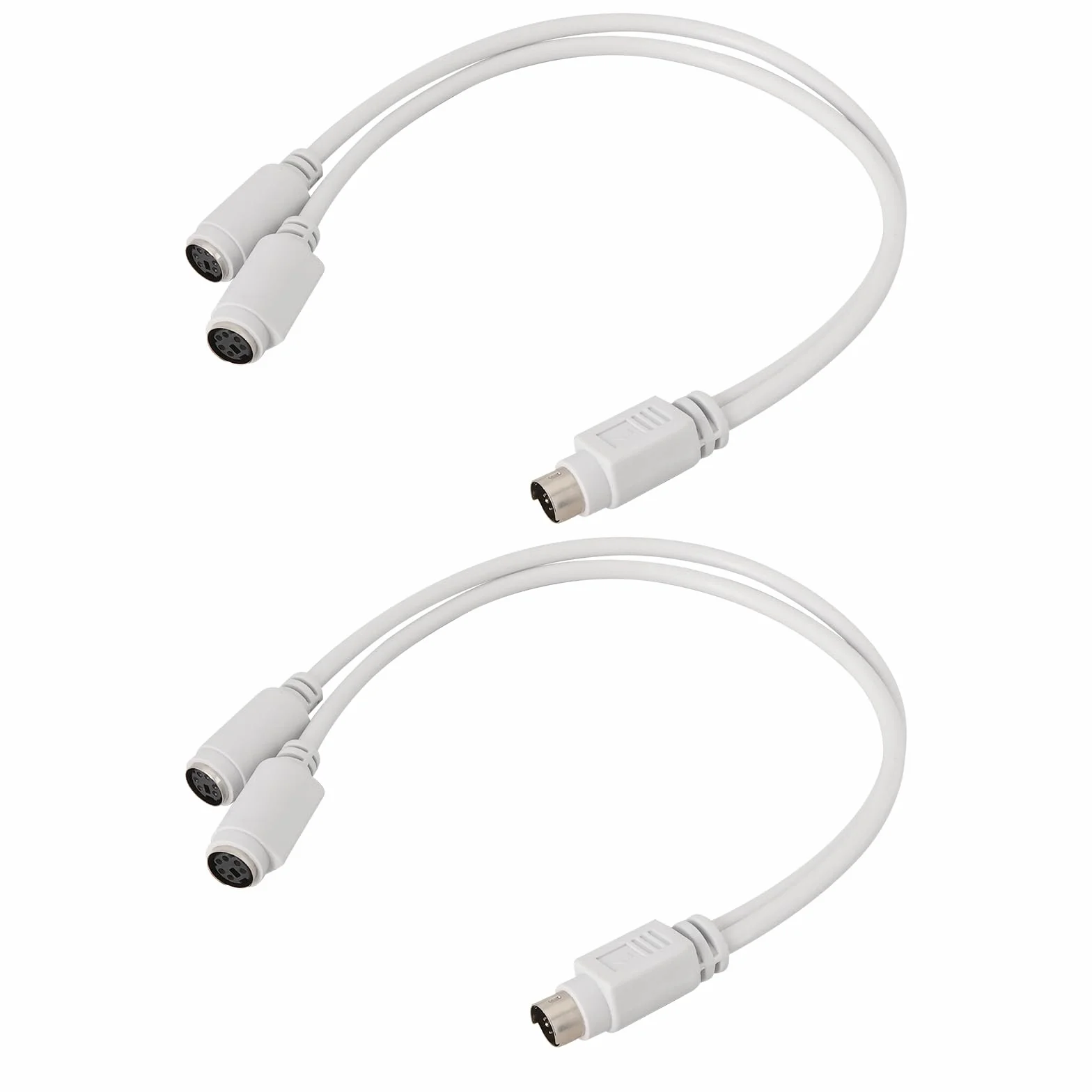 Lot de 2 Répartiteurs de Clavier 6 Broches DIN Mâle vers Femelle Câble 1 vers 2 Compatible Sony PS2 30 cm Blanc